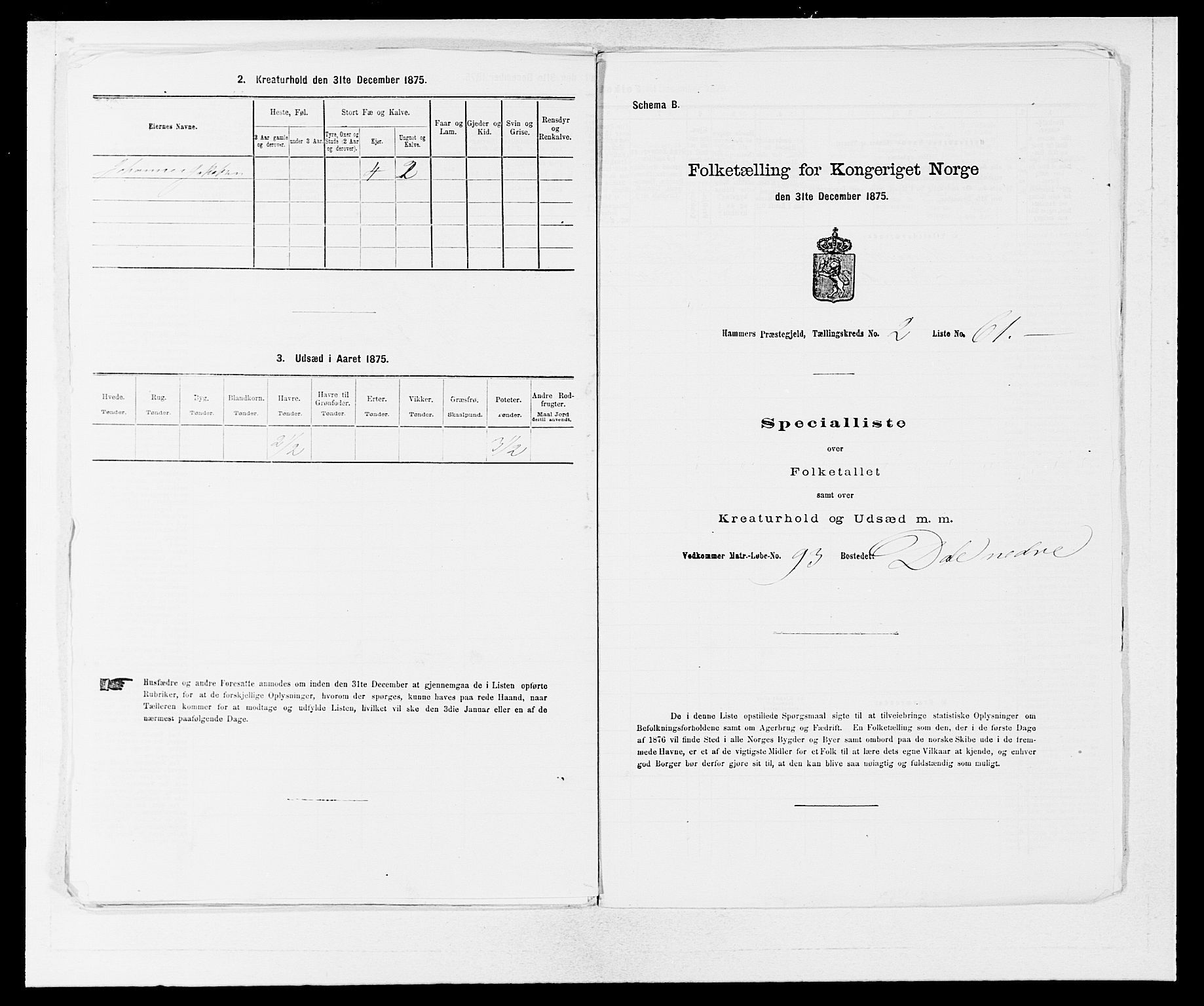 SAB, 1875 census for 1254P Hamre, 1875, p. 293