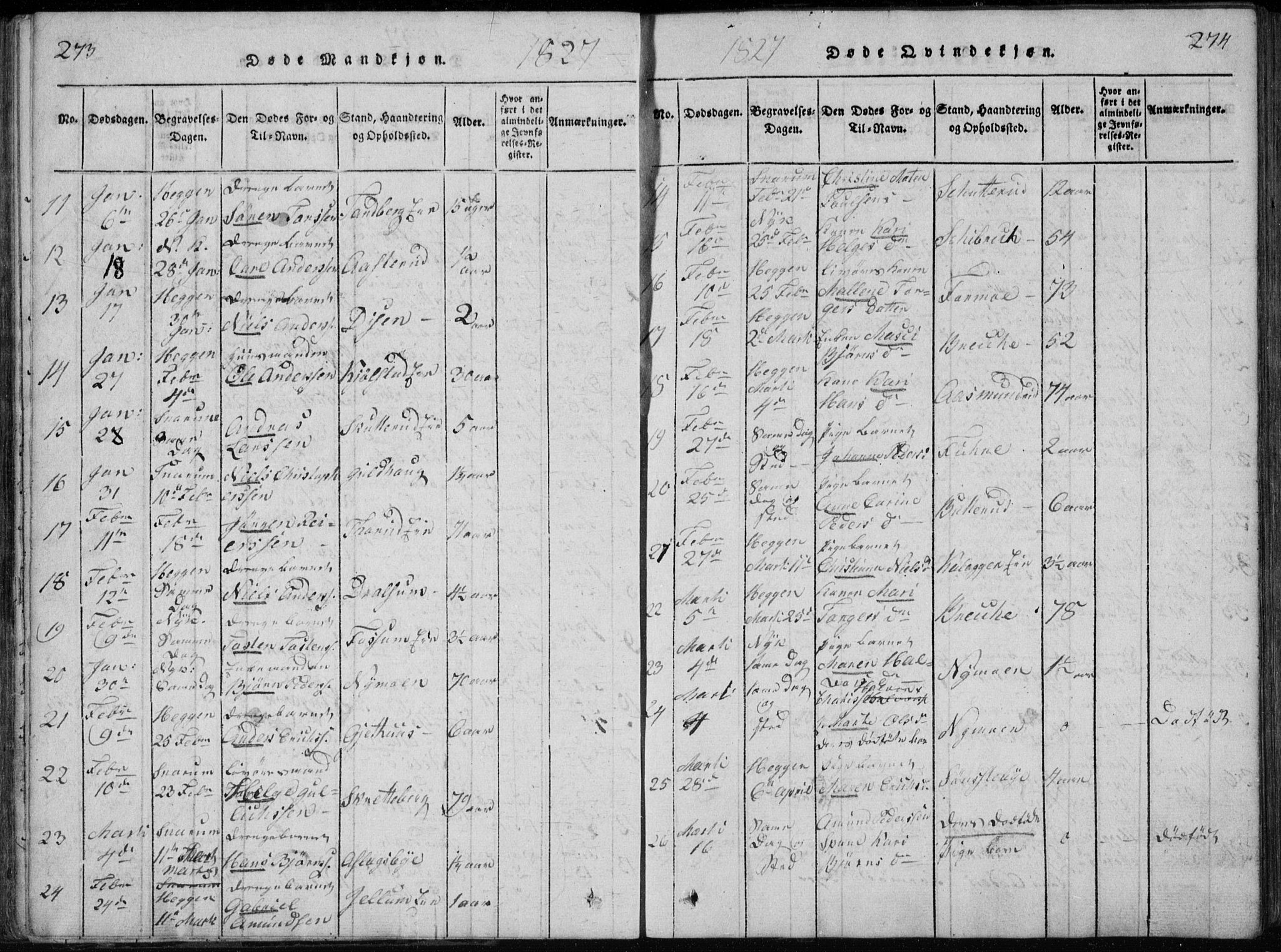 Modum kirkebøker, AV/SAKO-A-234/G/Ga/L0002: Parish register (copy) no. I 2, 1824-1832, p. 273-274