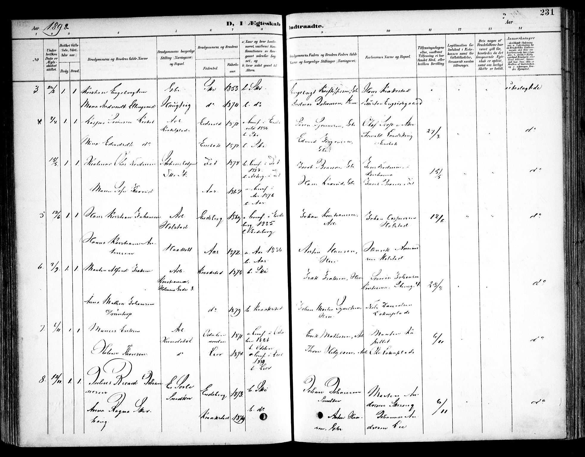 Kråkstad prestekontor Kirkebøker, AV/SAO-A-10125a/F/Fb/L0002: Parish register (official) no. II 2, 1893-1917, p. 231