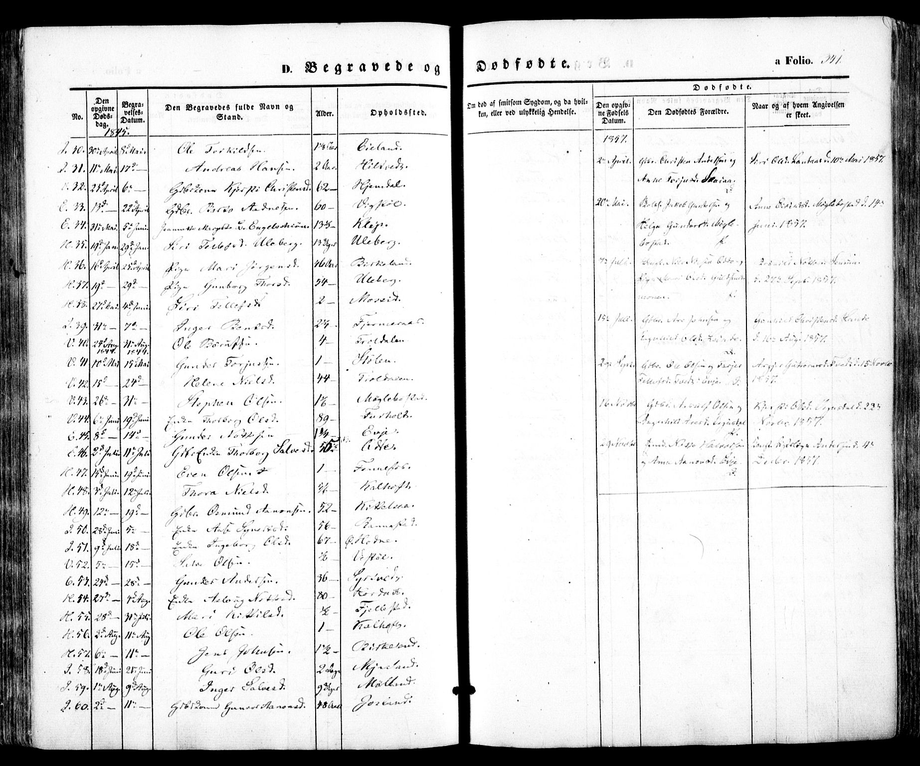 Evje sokneprestkontor, AV/SAK-1111-0008/F/Fa/Faa/L0005: Parish register (official) no. A 5, 1843-1865, p. 341