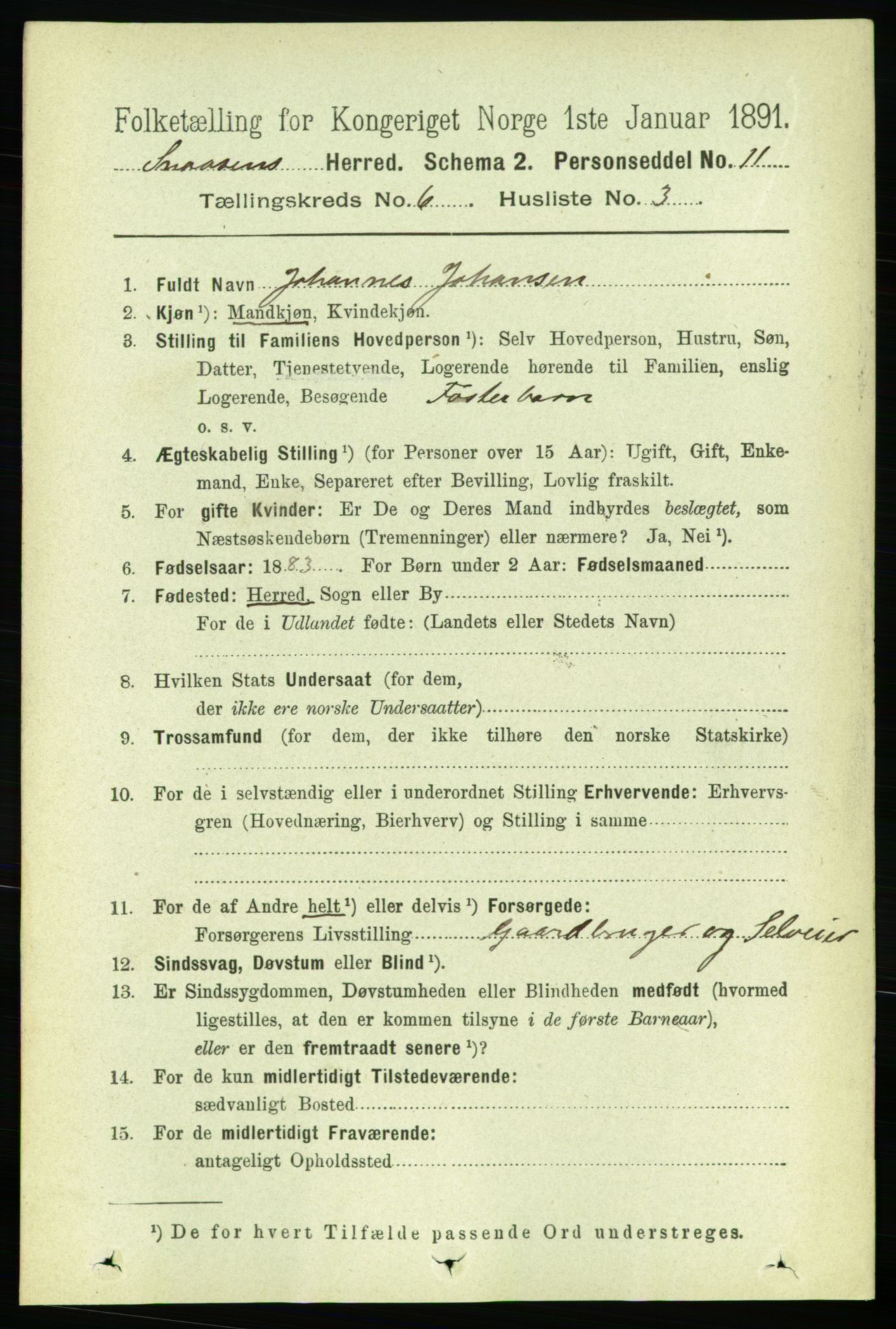 RA, 1891 census for 1736 Snåsa, 1891, p. 1913