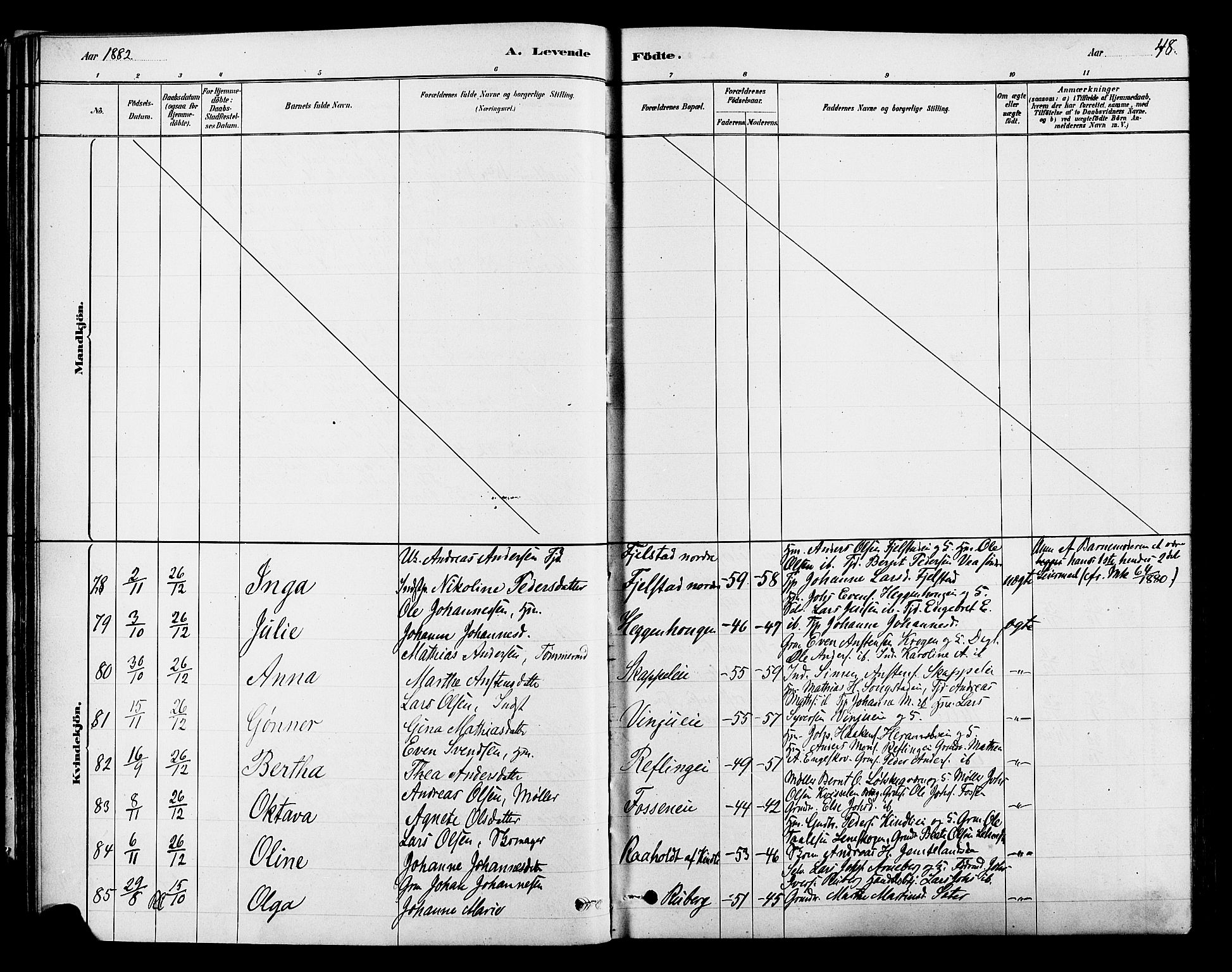 Ringsaker prestekontor, AV/SAH-PREST-014/L/La/L0009: Parish register (copy) no. 9, 1879-1890, p. 48