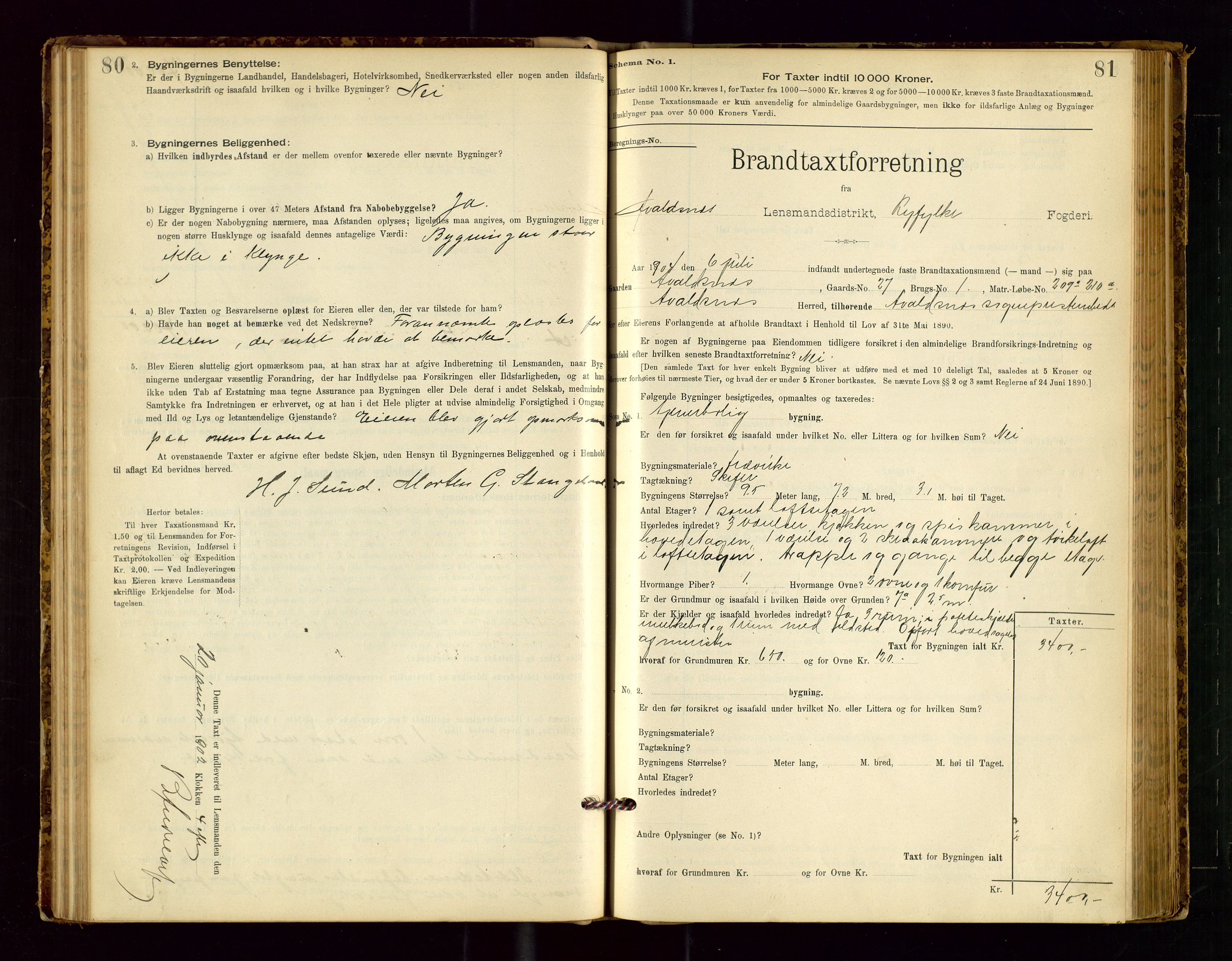 Avaldsnes lensmannskontor, SAST/A-100286/Gob/L0001: "Brandtaxationsprotokol for Avaldsnes Lensmandsdistrikt Ryfylke Fogderi", 1894-1925, p. 80-81