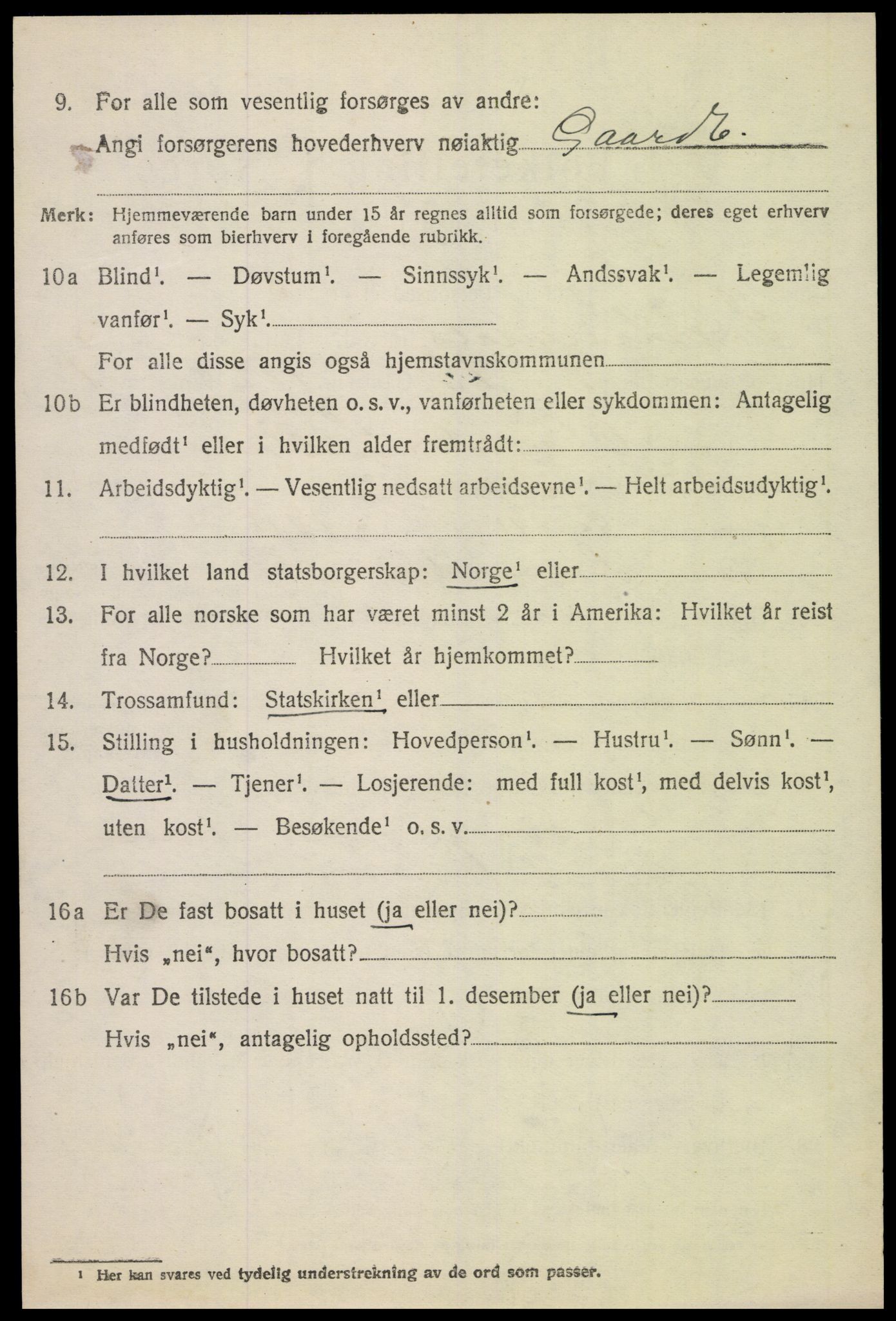 SAH, 1920 census for Snertingdal, 1920, p. 2938