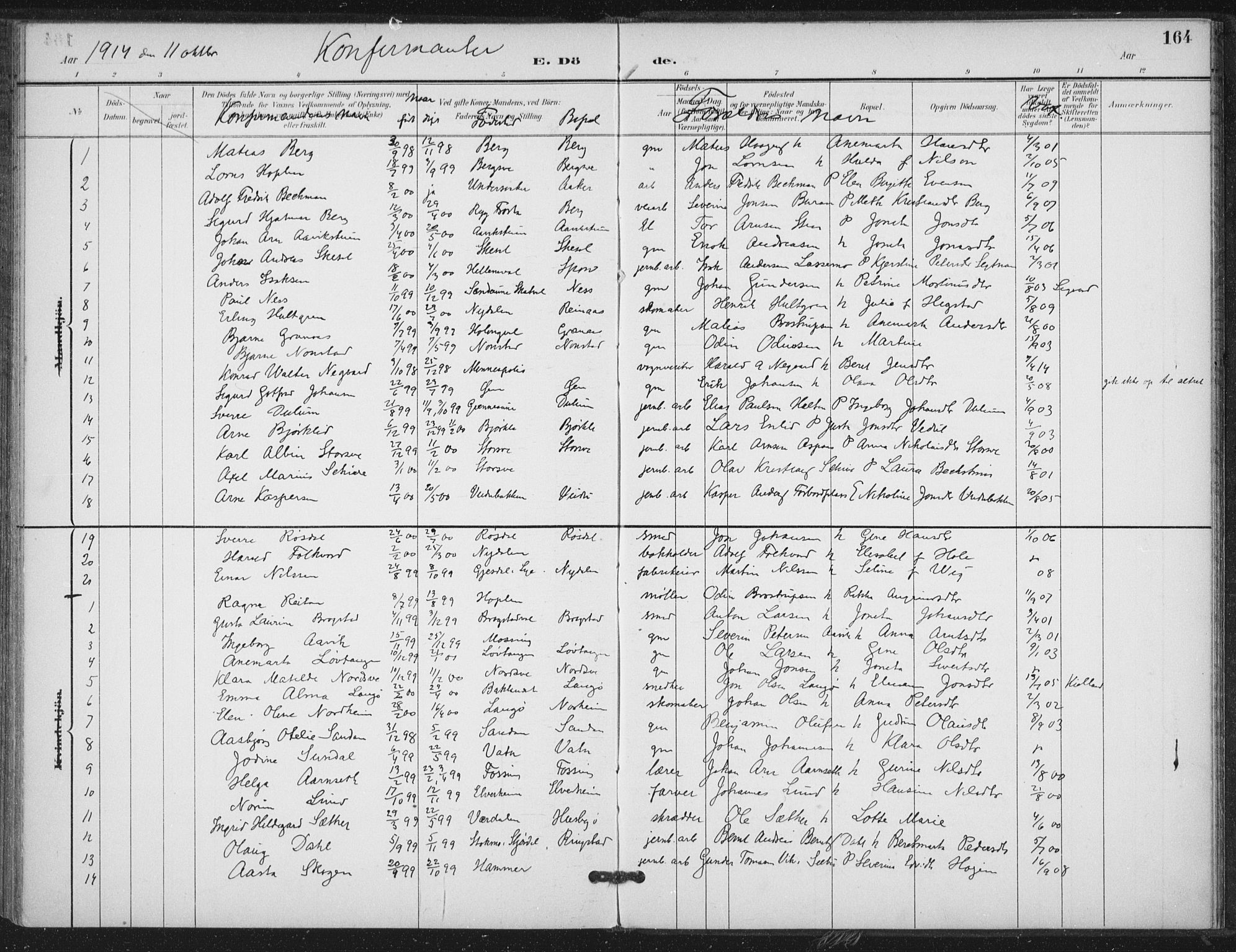 Ministerialprotokoller, klokkerbøker og fødselsregistre - Nord-Trøndelag, SAT/A-1458/714/L0131: Parish register (official) no. 714A02, 1896-1918, p. 164