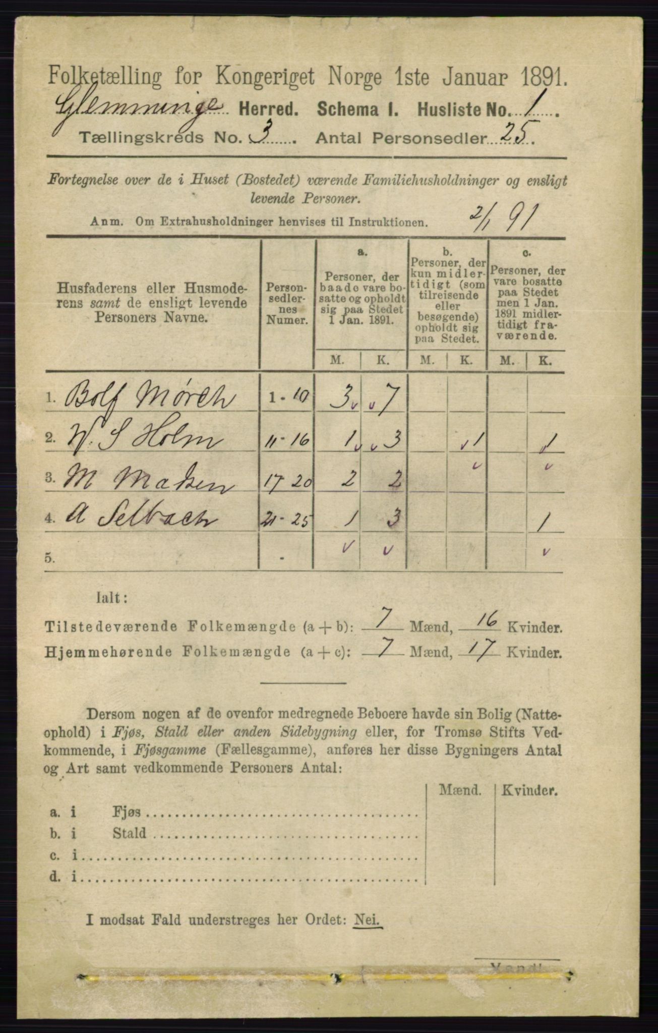 RA, 1891 census for 0132 Glemmen, 1891, p. 1790