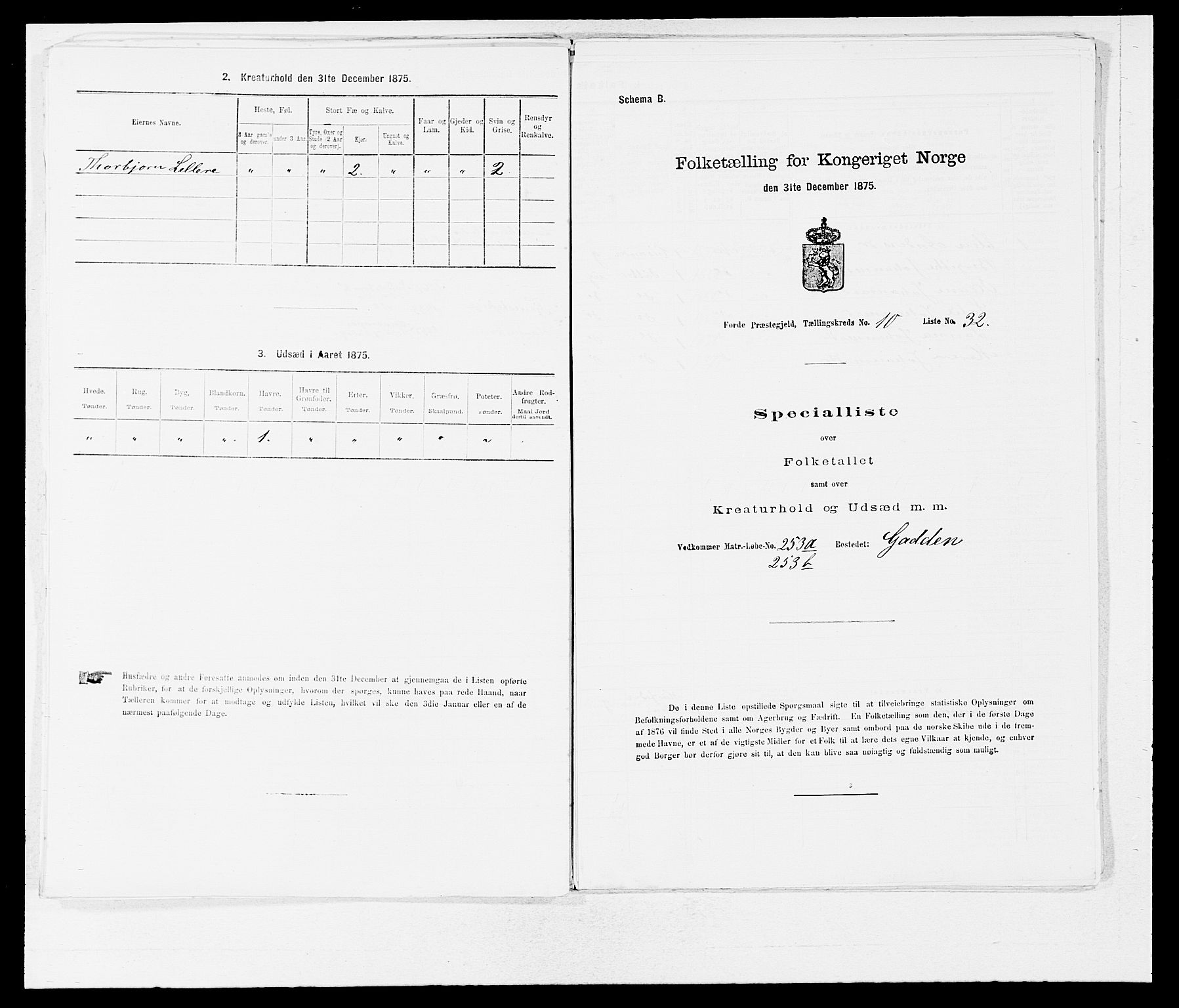 SAB, 1875 census for 1432P Førde, 1875, p. 1225