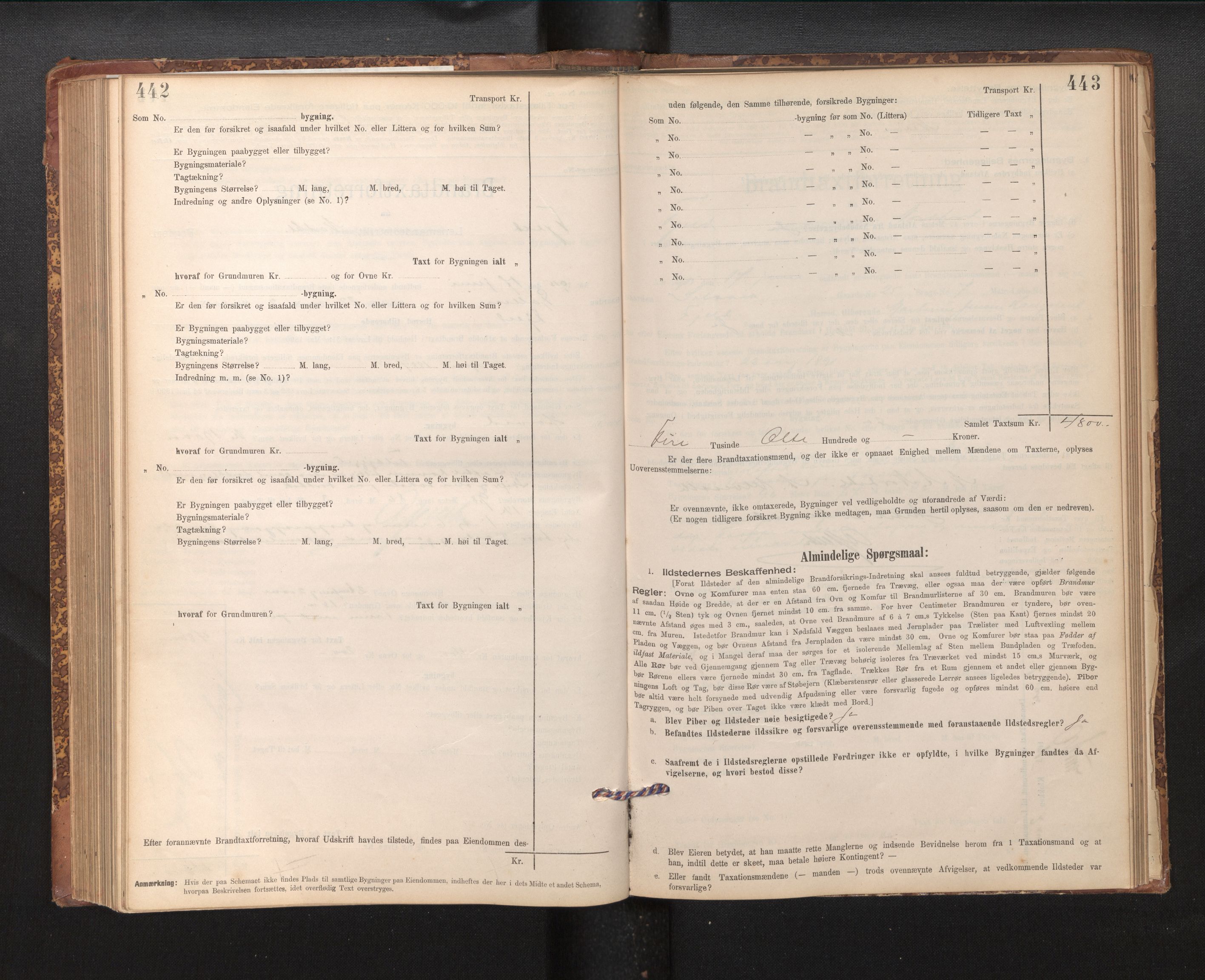 Lensmannen i Fjell, SAB/A-32301/0012/L0005: Branntakstprotokoll, skjematakst, 1895-1931, p. 442-443