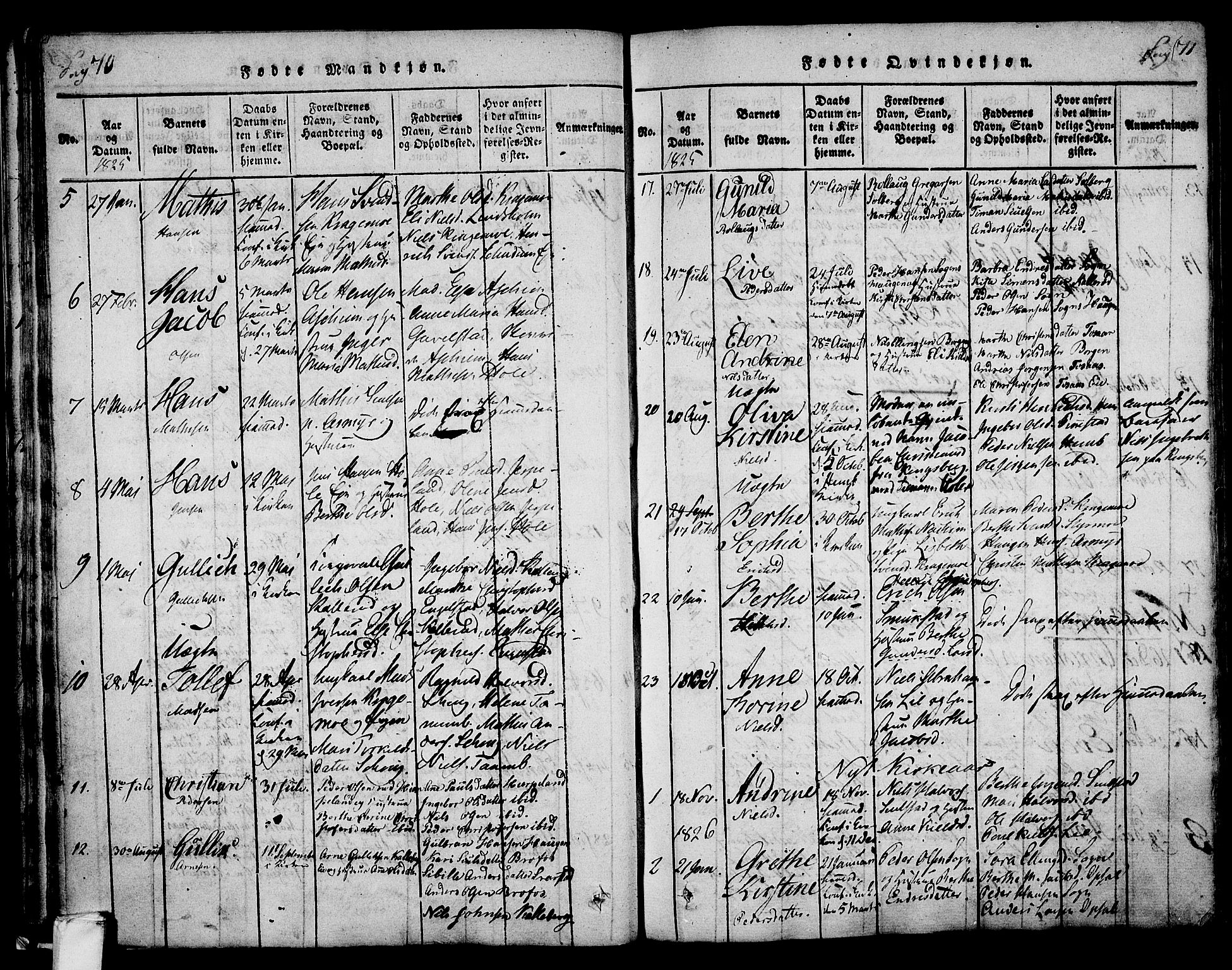 Lardal kirkebøker, SAKO/A-350/F/Fa/L0005: Parish register (official) no. I 5, 1814-1835, p. 70-71
