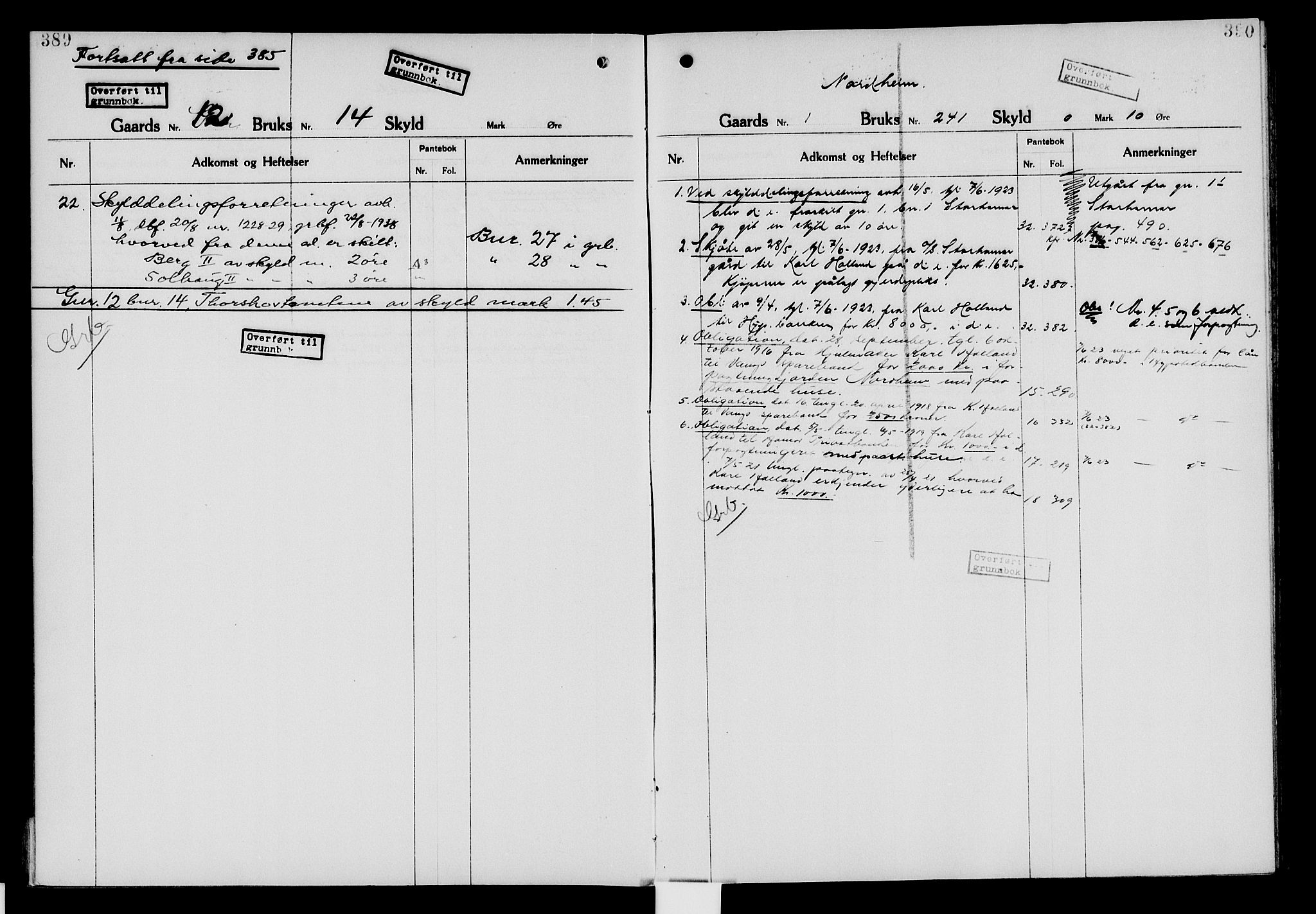 Nord-Hedmark sorenskriveri, SAH/TING-012/H/Ha/Had/Hade/L0006: Mortgage register no. 4.6, 1920-1940, p. 389-390