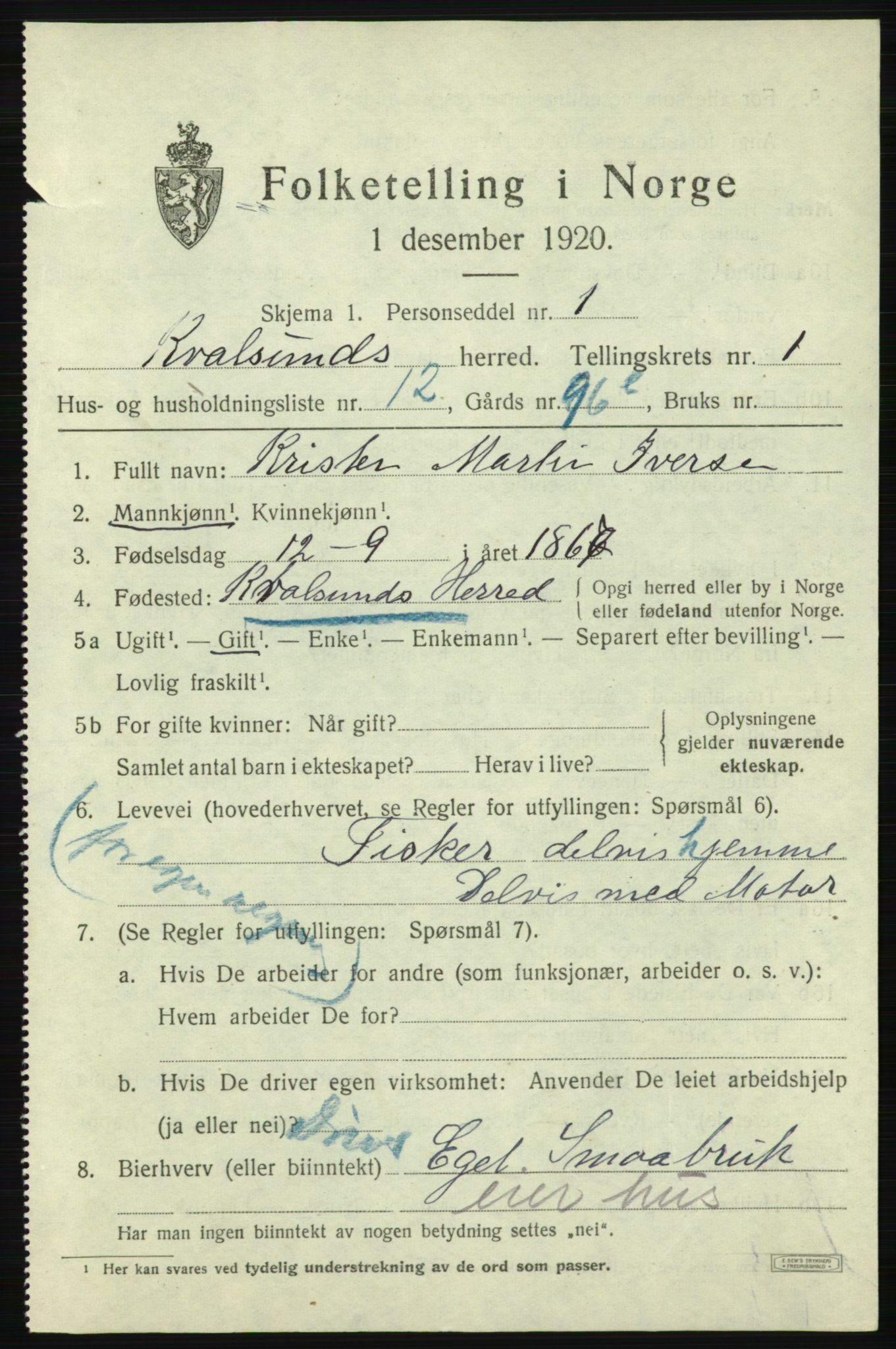 SATØ, 1920 census for , 1920, p. 632
