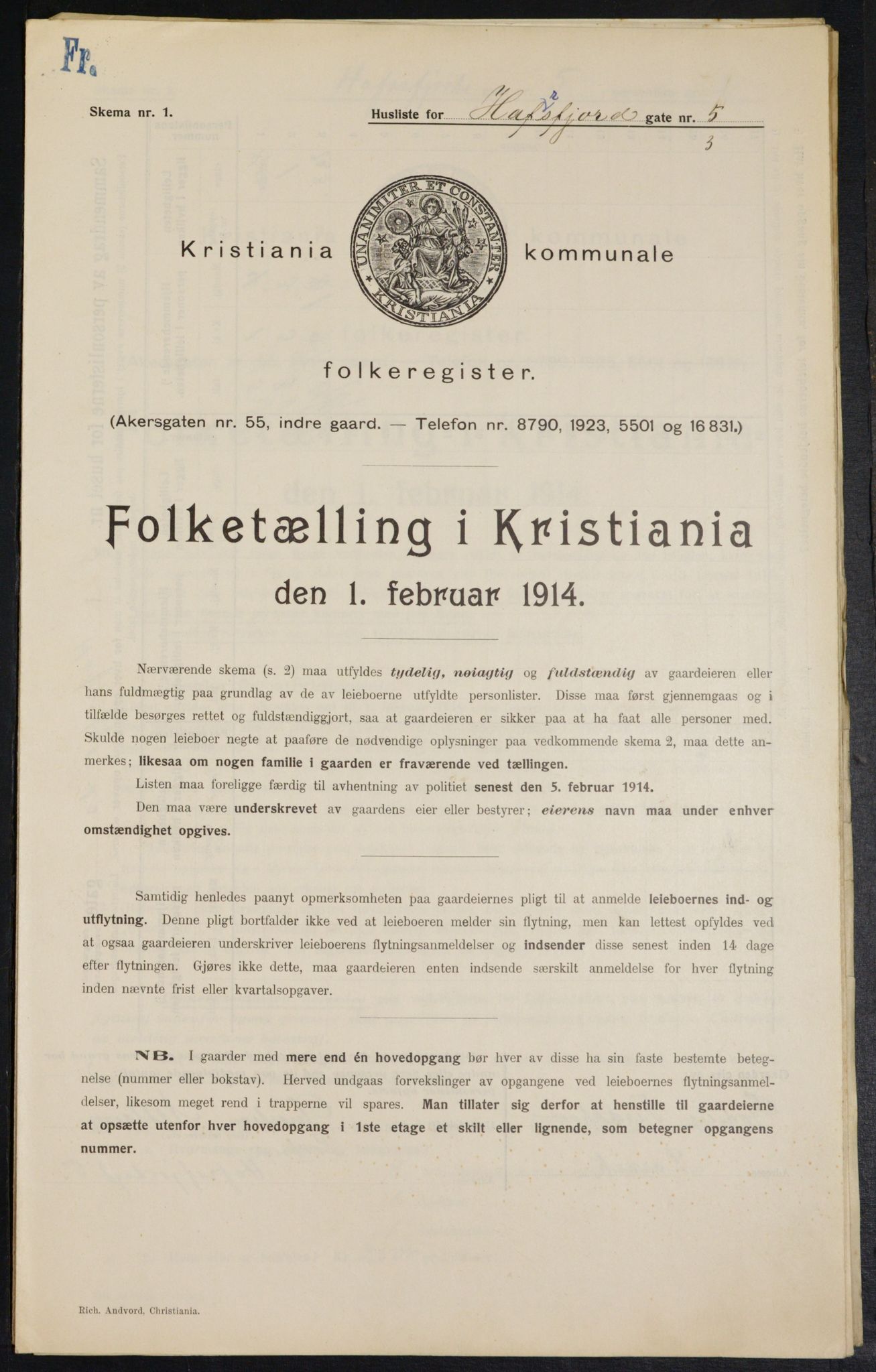 OBA, Municipal Census 1914 for Kristiania, 1914, p. 33372