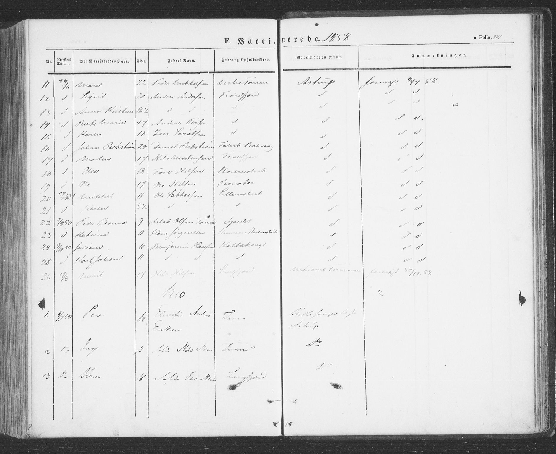 Tana sokneprestkontor, SATØ/S-1334/H/Ha/L0001kirke: Parish register (official) no. 1, 1846-1861, p. 327