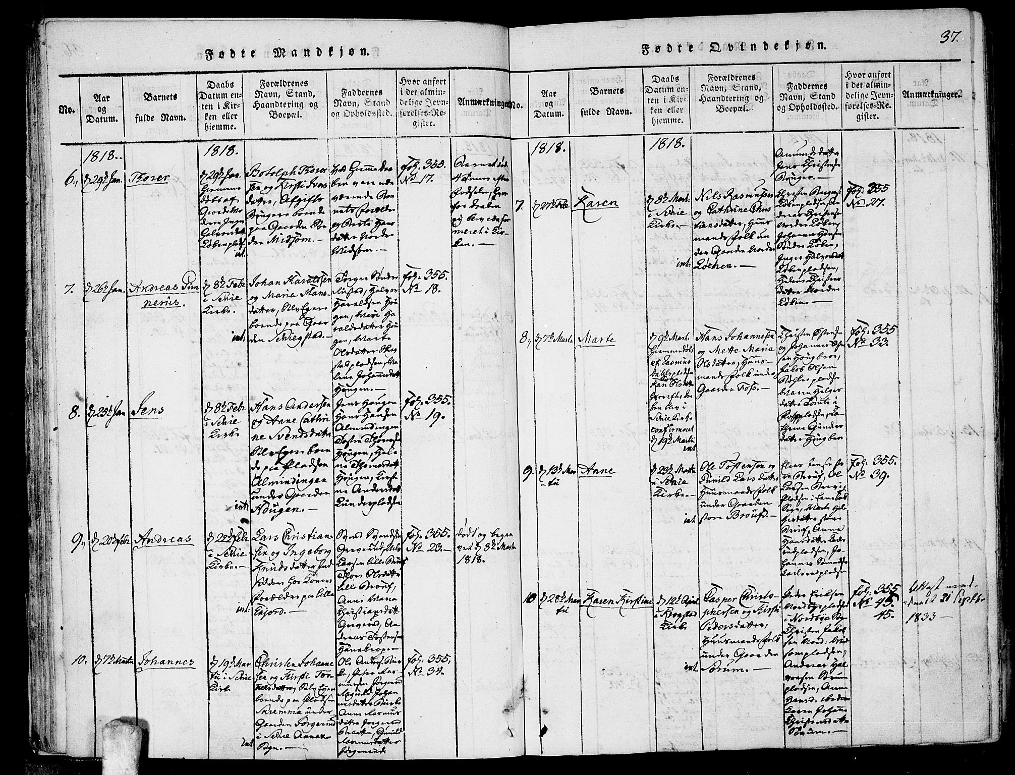 Kråkstad prestekontor Kirkebøker, AV/SAO-A-10125a/F/Fa/L0003: Parish register (official) no. I 3, 1813-1824, p. 37