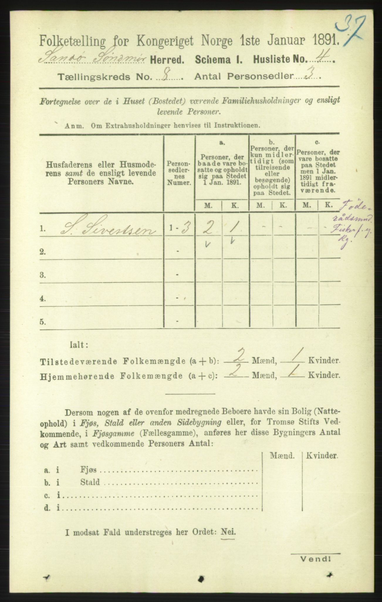 RA, 1891 census for 1514 Sande, 1891, p. 1362