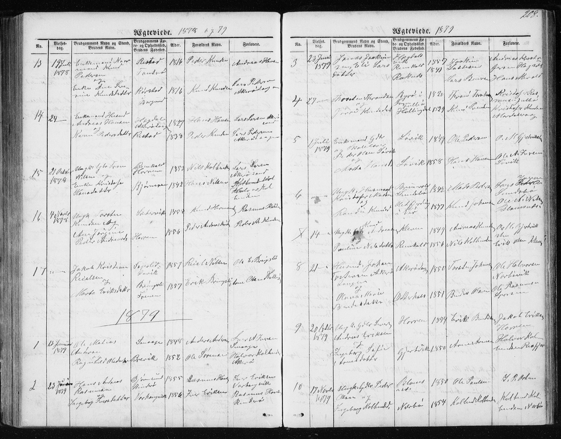 Ministerialprotokoller, klokkerbøker og fødselsregistre - Møre og Romsdal, AV/SAT-A-1454/560/L0724: Parish register (copy) no. 560C01, 1867-1892, p. 208