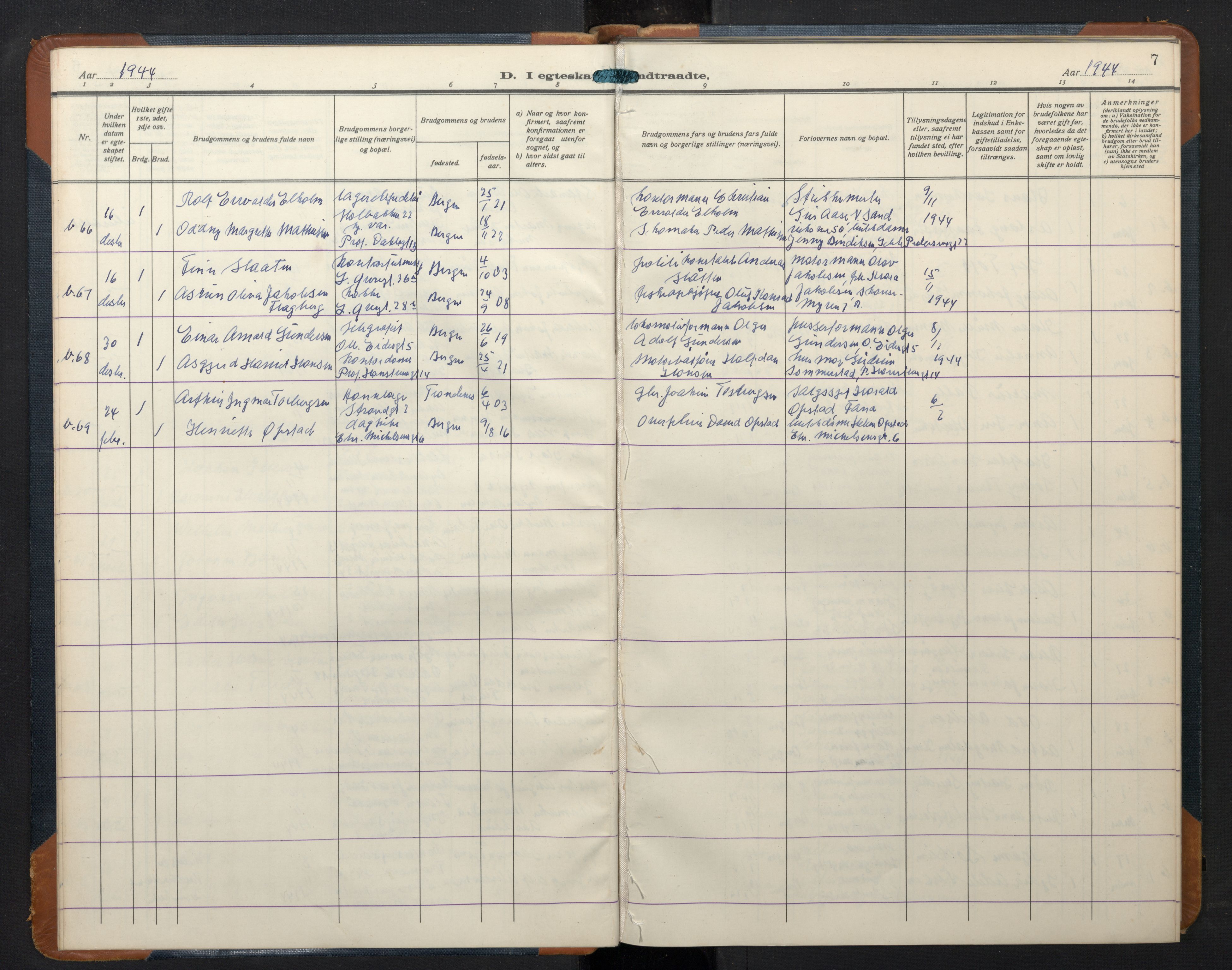 Korskirken sokneprestembete, SAB/A-76101/H/Hab: Parish register (copy) no. D 6, 1944-1956, p. 6b-7a