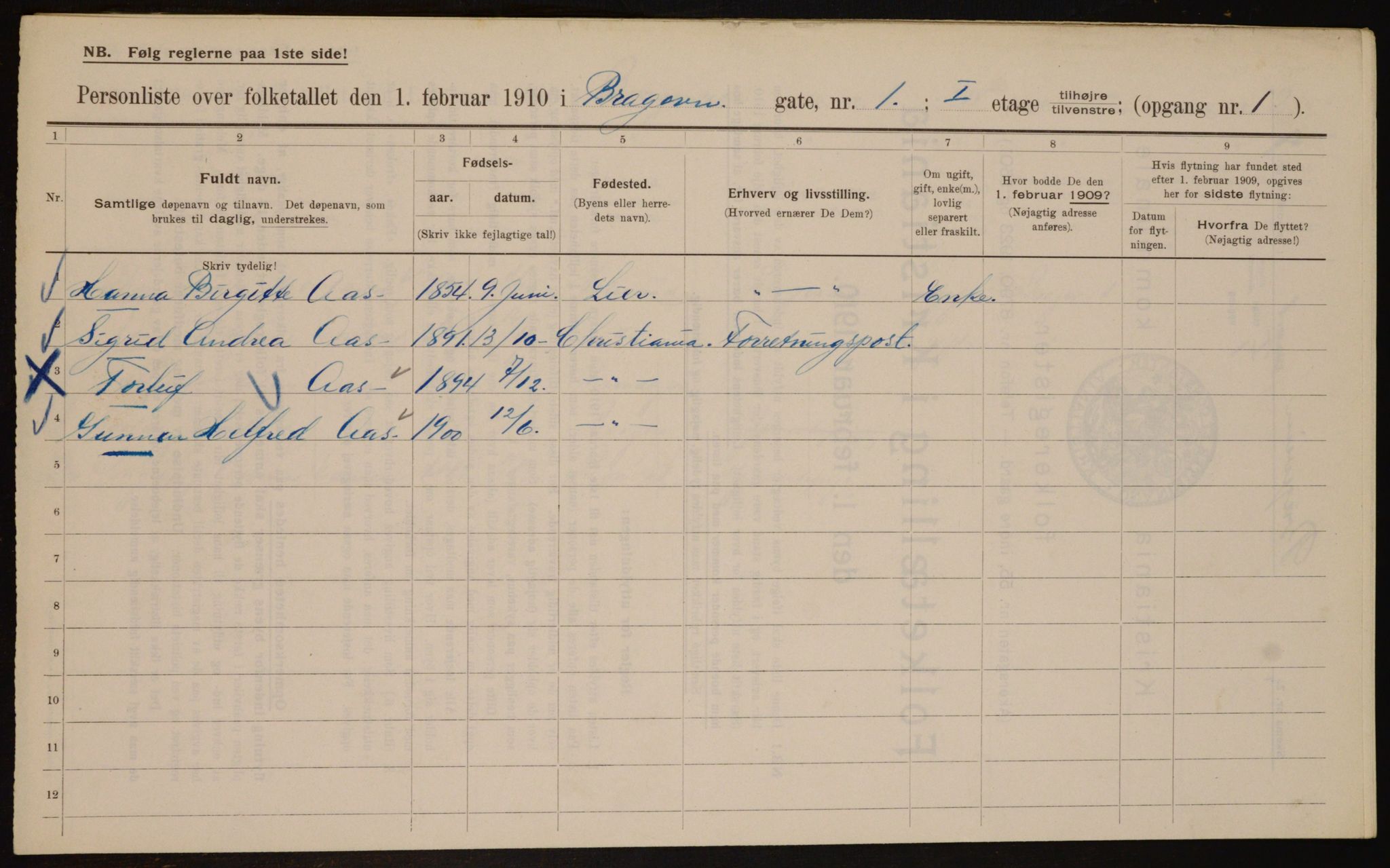 OBA, Municipal Census 1910 for Kristiania, 1910, p. 7739