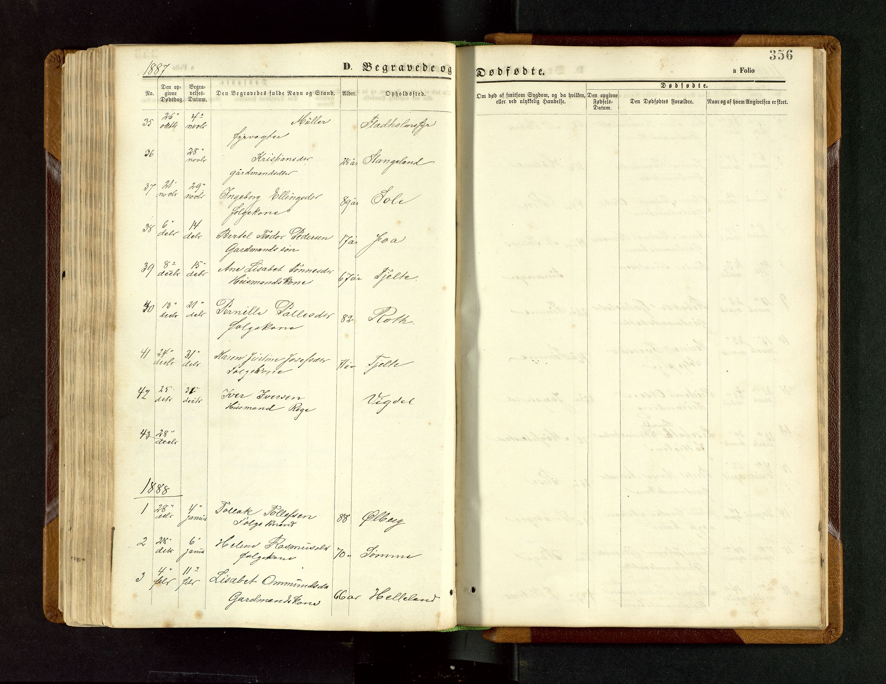 Håland sokneprestkontor, SAST/A-101802/001/30BB/L0003: Parish register (copy) no. B 3, 1873-1893, p. 356