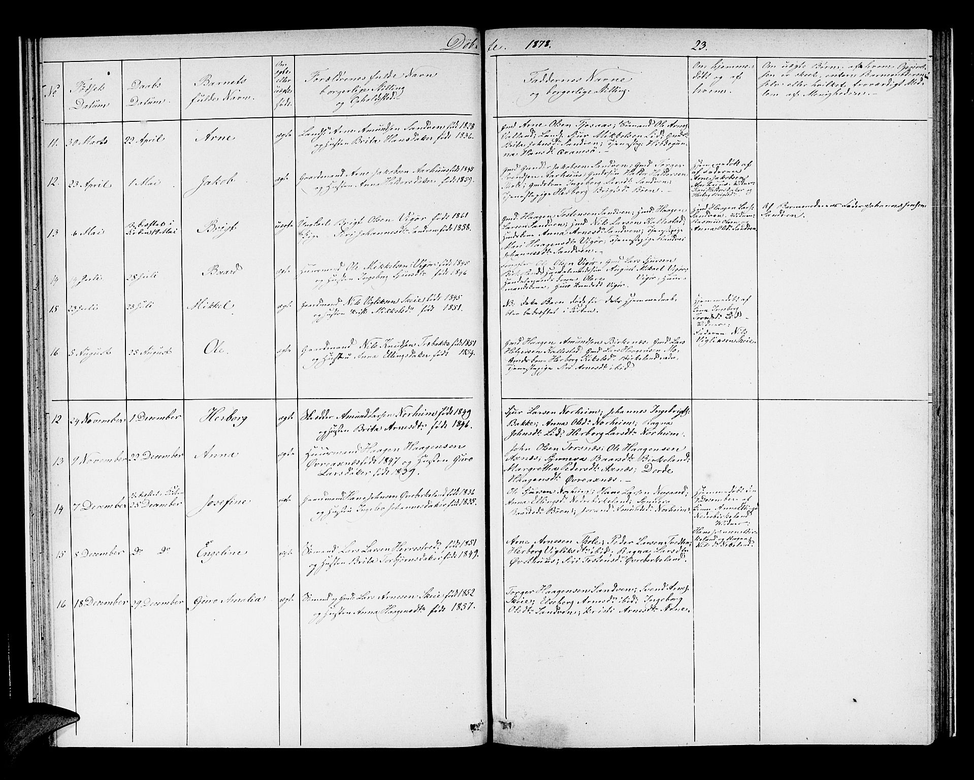 Kvam sokneprestembete, AV/SAB-A-76201/H/Hab: Parish register (copy) no. B 2, 1870-1883, p. 23