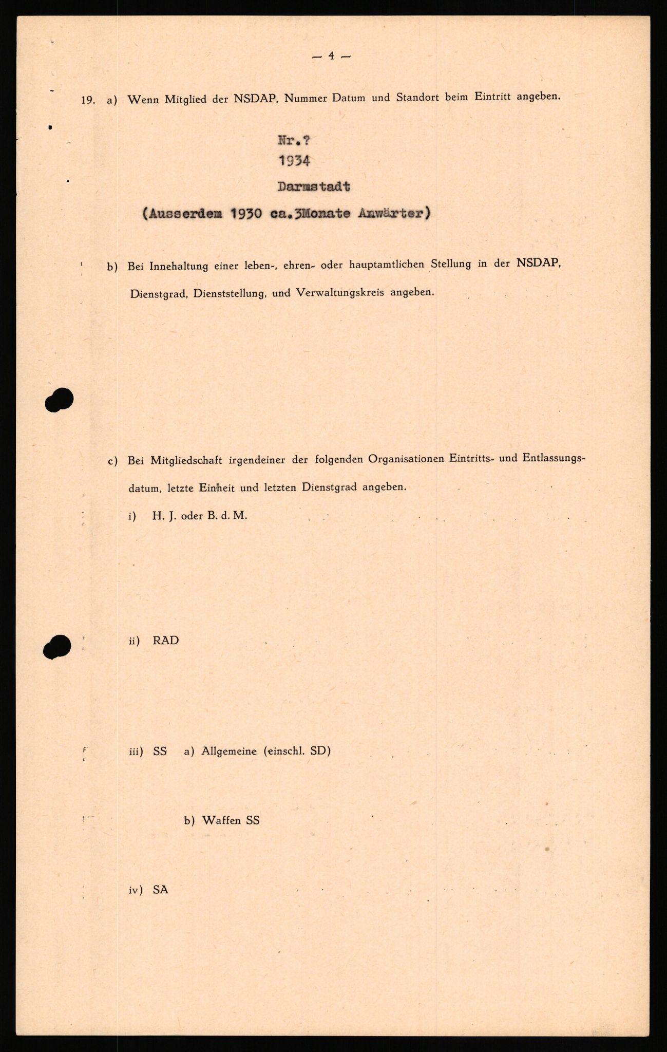 Forsvaret, Forsvarets overkommando II, RA/RAFA-3915/D/Db/L0027: CI Questionaires. Tyske okkupasjonsstyrker i Norge. Tyskere., 1945-1946, p. 426