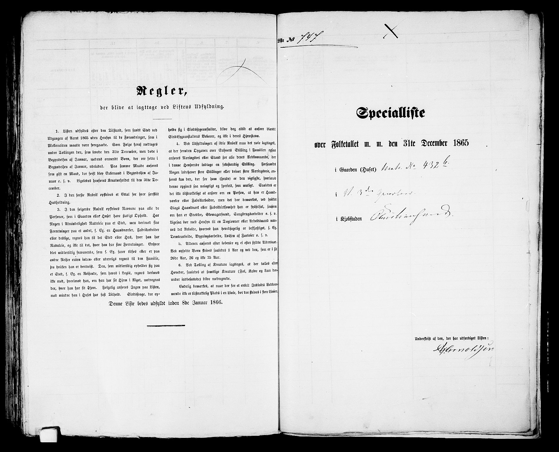 RA, 1865 census for Kristiansand, 1865, p. 1529