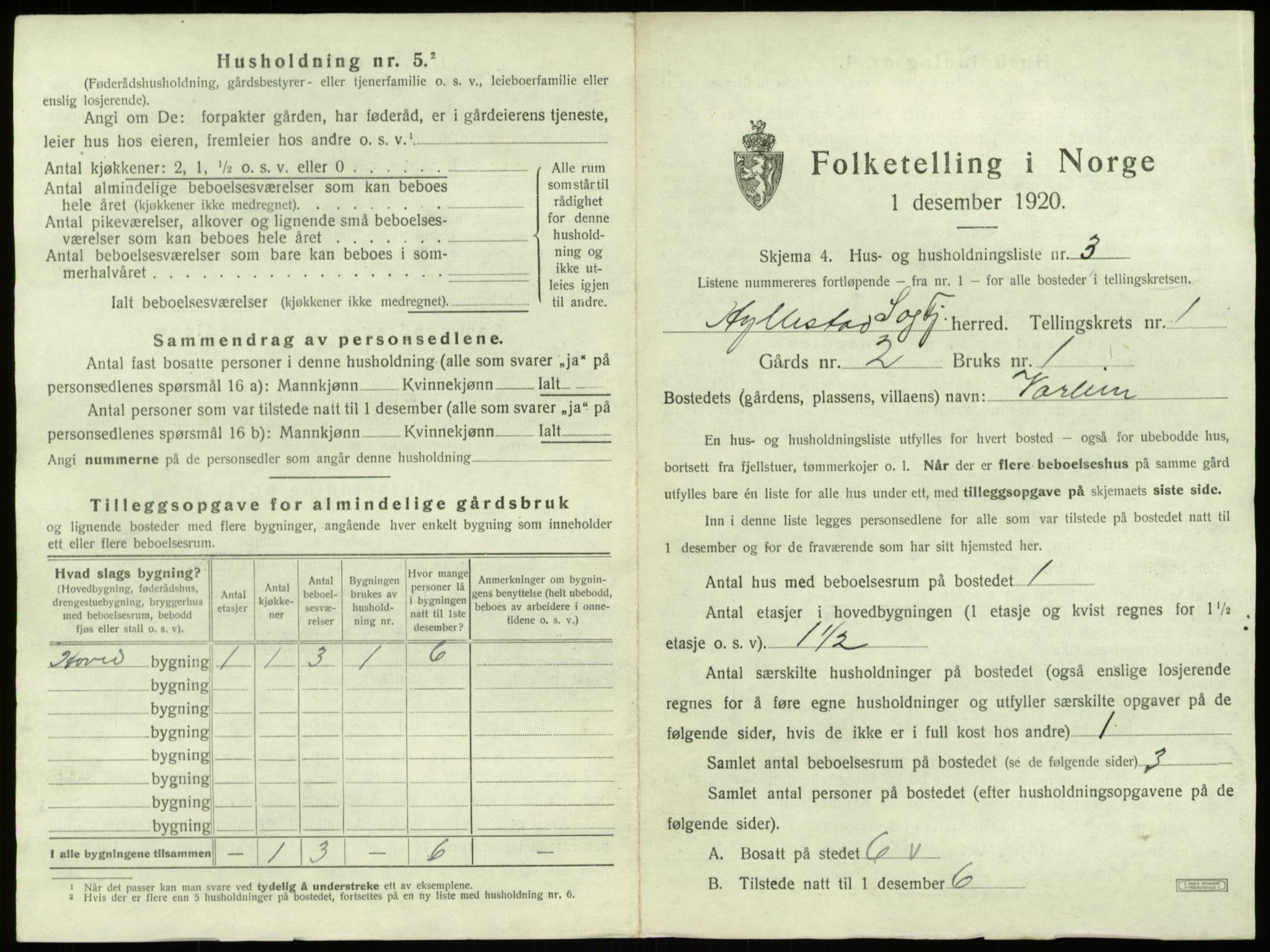 SAB, 1920 census for Hyllestad, 1920, p. 53