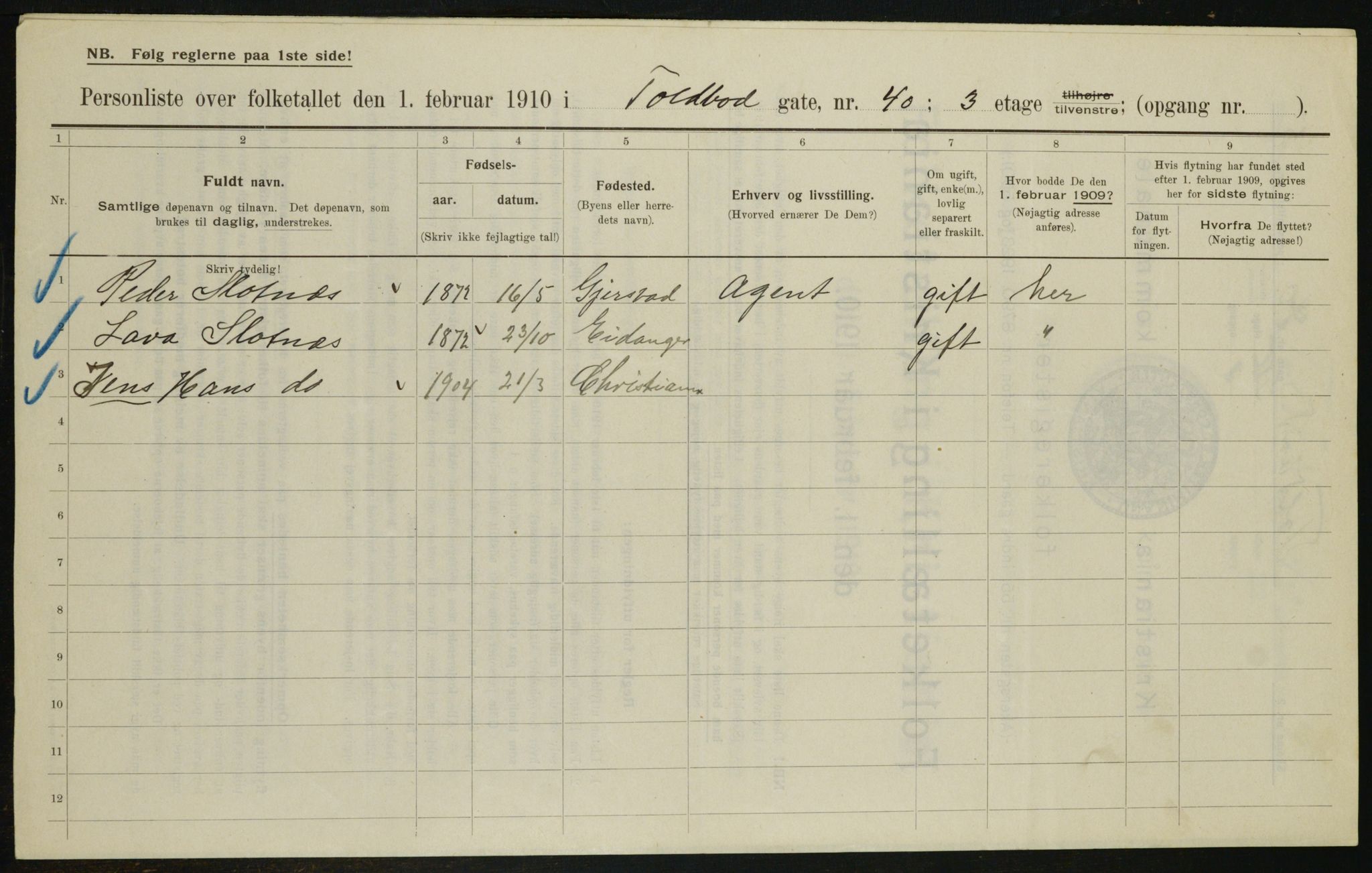 OBA, Municipal Census 1910 for Kristiania, 1910, p. 107614