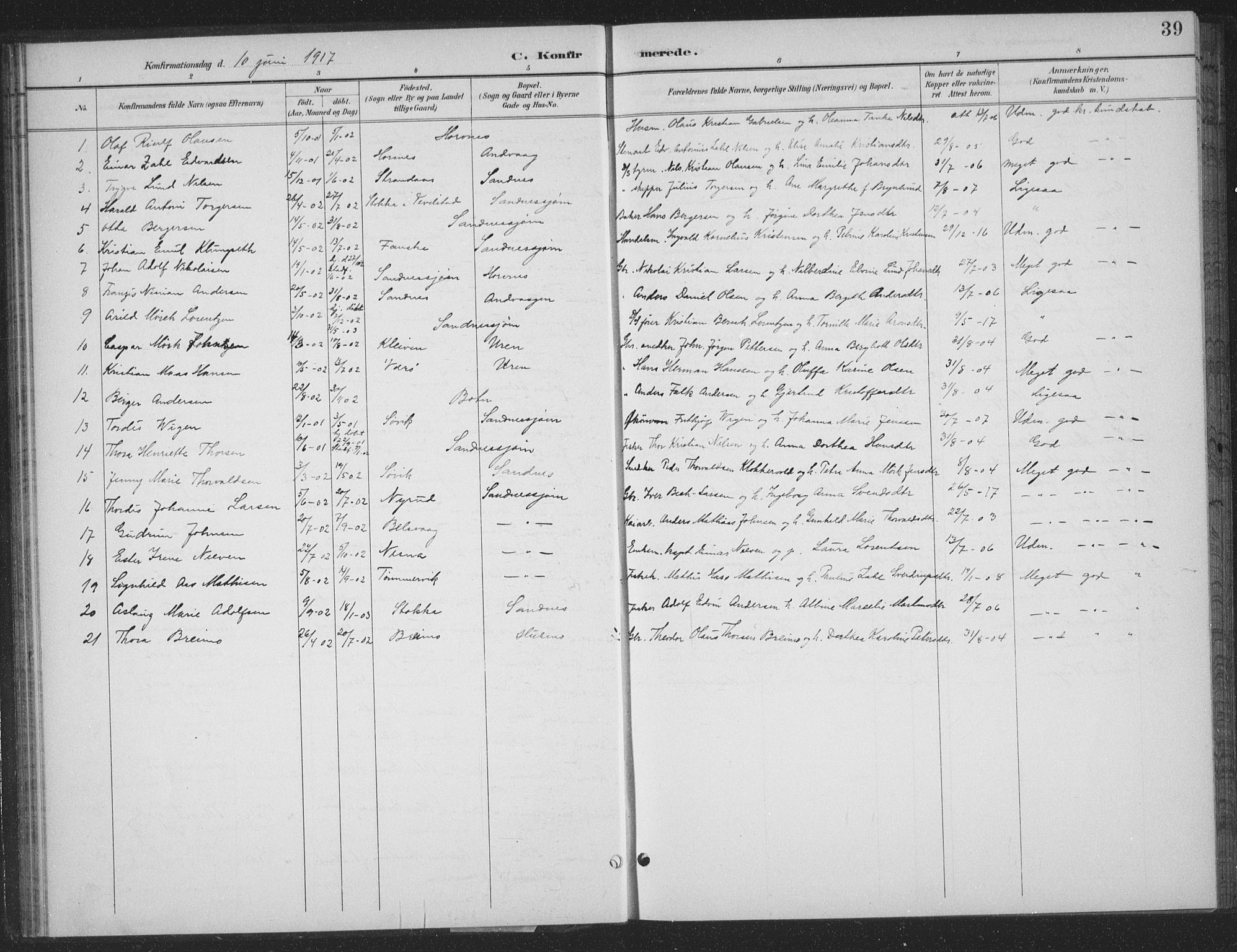 Ministerialprotokoller, klokkerbøker og fødselsregistre - Nordland, AV/SAT-A-1459/831/L0479: Parish register (copy) no. 831C06, 1897-1936, p. 39