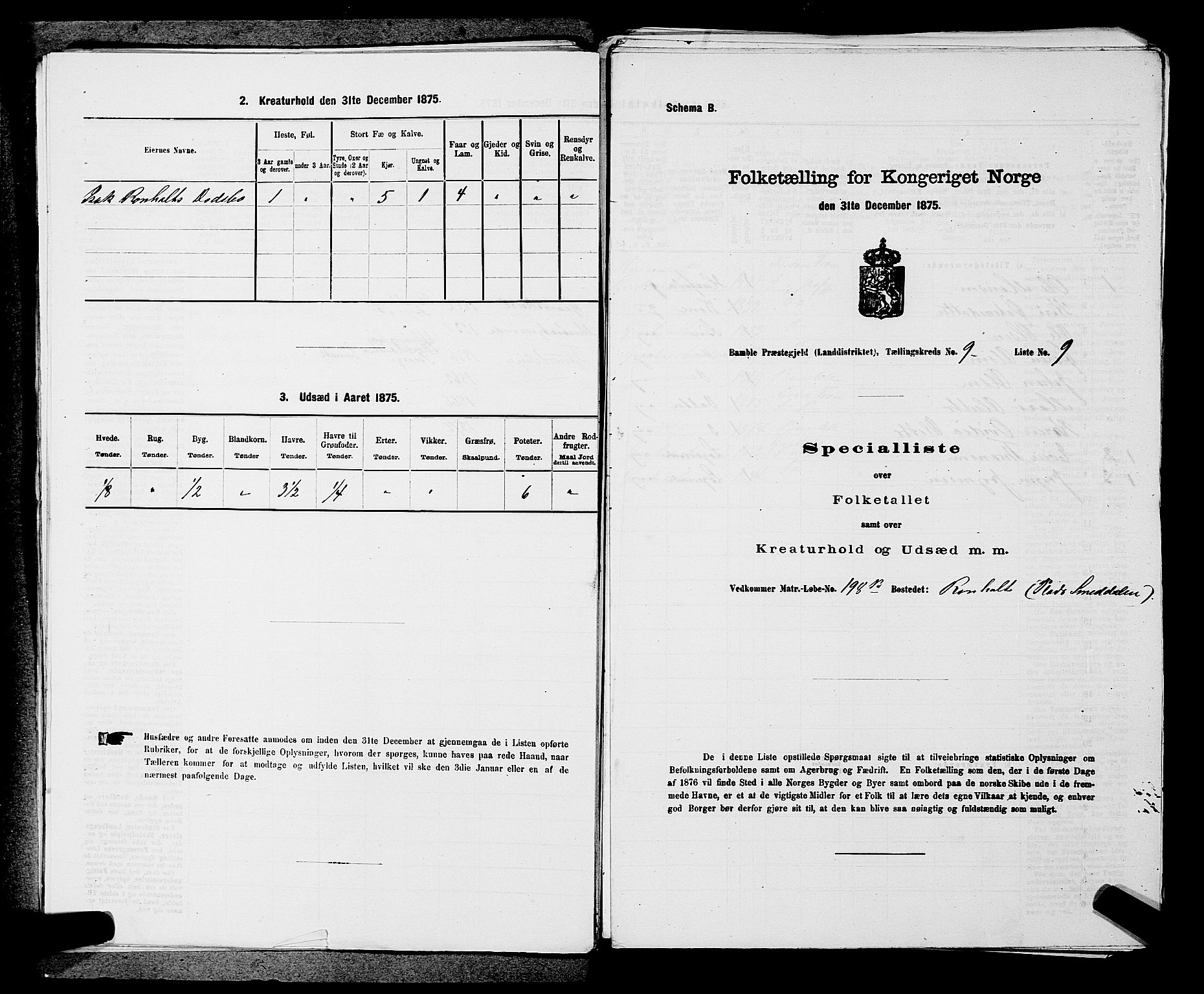 SAKO, 1875 census for 0814L Bamble/Bamble, 1875, p. 1195