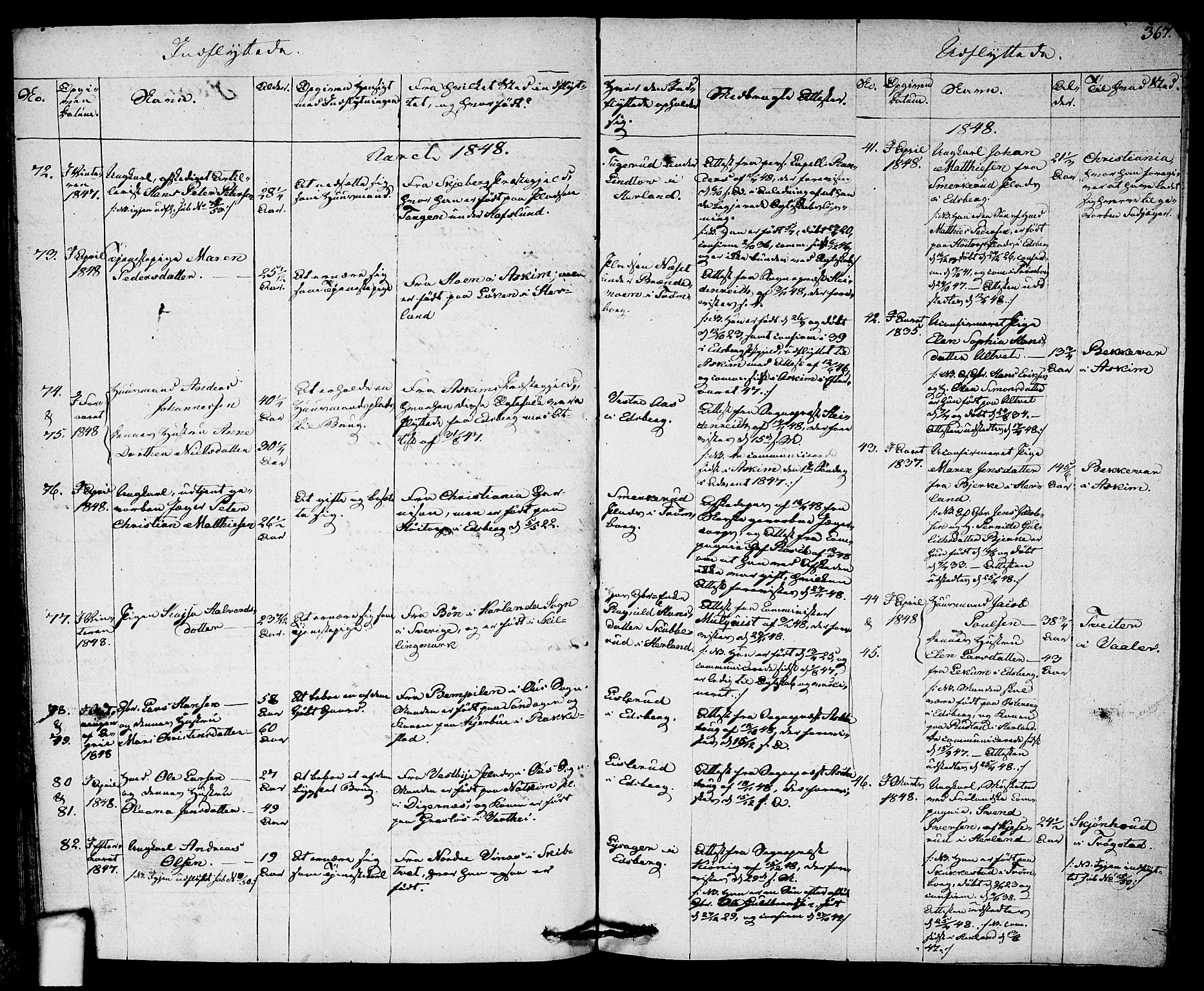 Eidsberg prestekontor Kirkebøker, AV/SAO-A-10905/F/Fa/L0008: Parish register (official) no. I 8, 1832-1848, p. 367