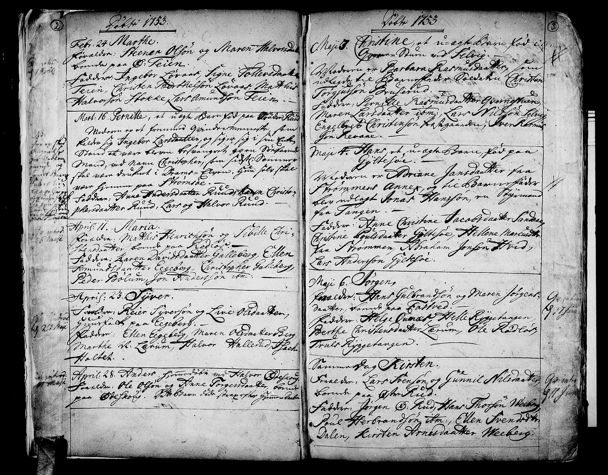 Sande Kirkebøker, SAKO/A-53/F/Fa/L0001: Parish register (official) no. 1, 1753-1803, p. 2-3