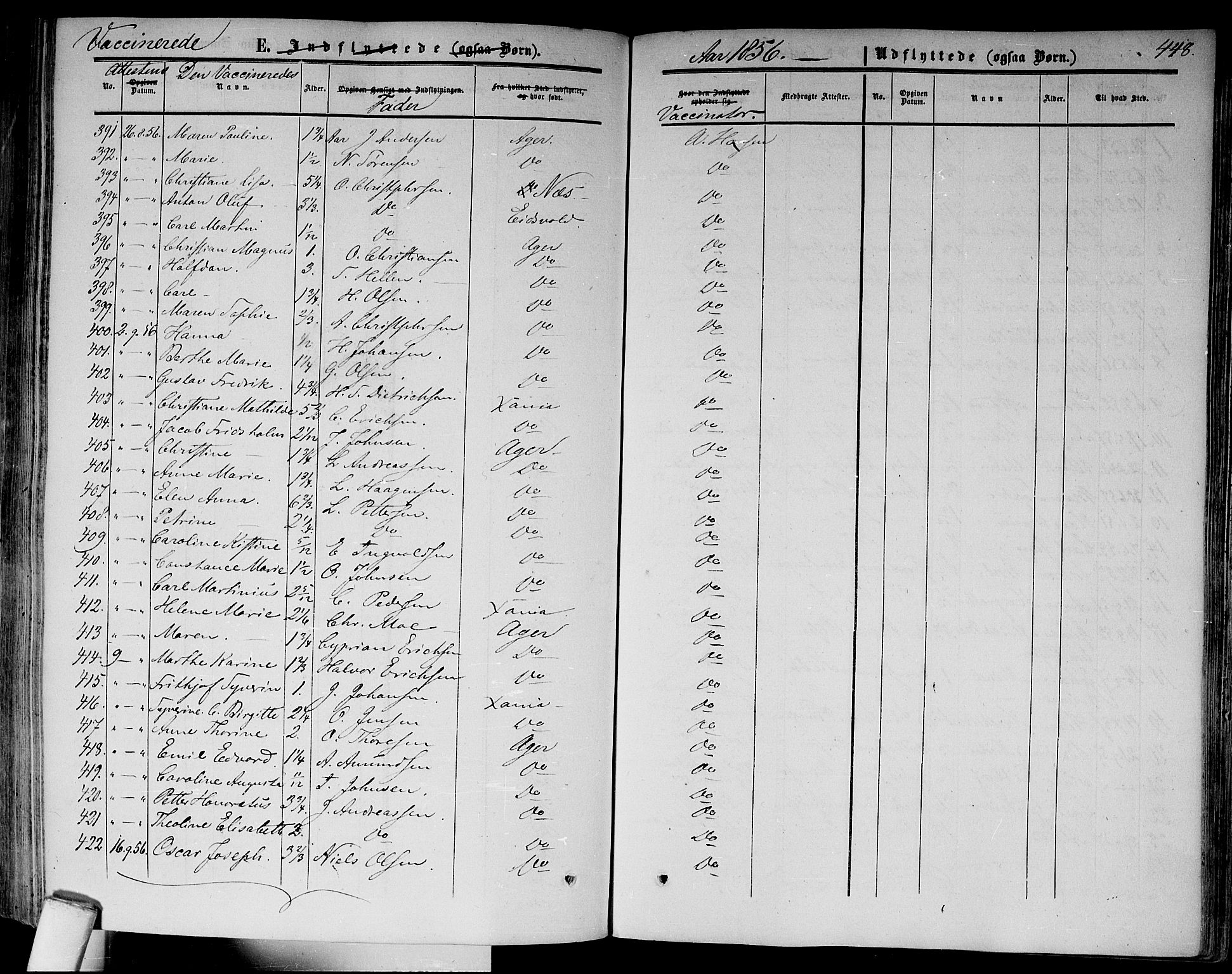 Gamlebyen prestekontor Kirkebøker, AV/SAO-A-10884/F/Fa/L0004: Parish register (official) no. 4, 1850-1857, p. 448