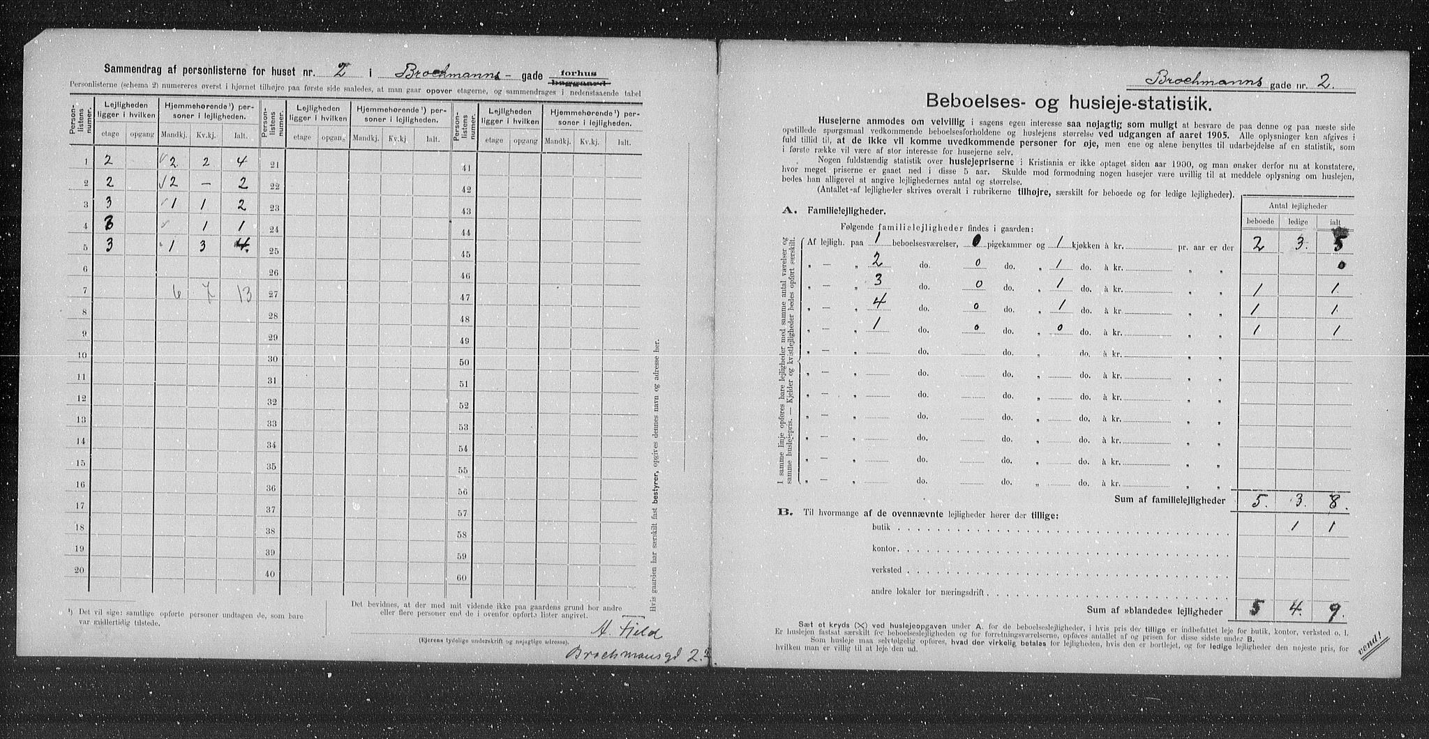 OBA, Municipal Census 1905 for Kristiania, 1905, p. 4857