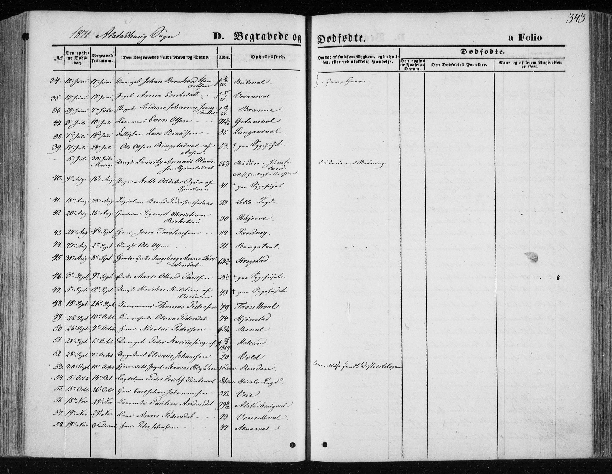 Ministerialprotokoller, klokkerbøker og fødselsregistre - Nord-Trøndelag, SAT/A-1458/717/L0157: Parish register (official) no. 717A08 /1, 1863-1877, p. 343