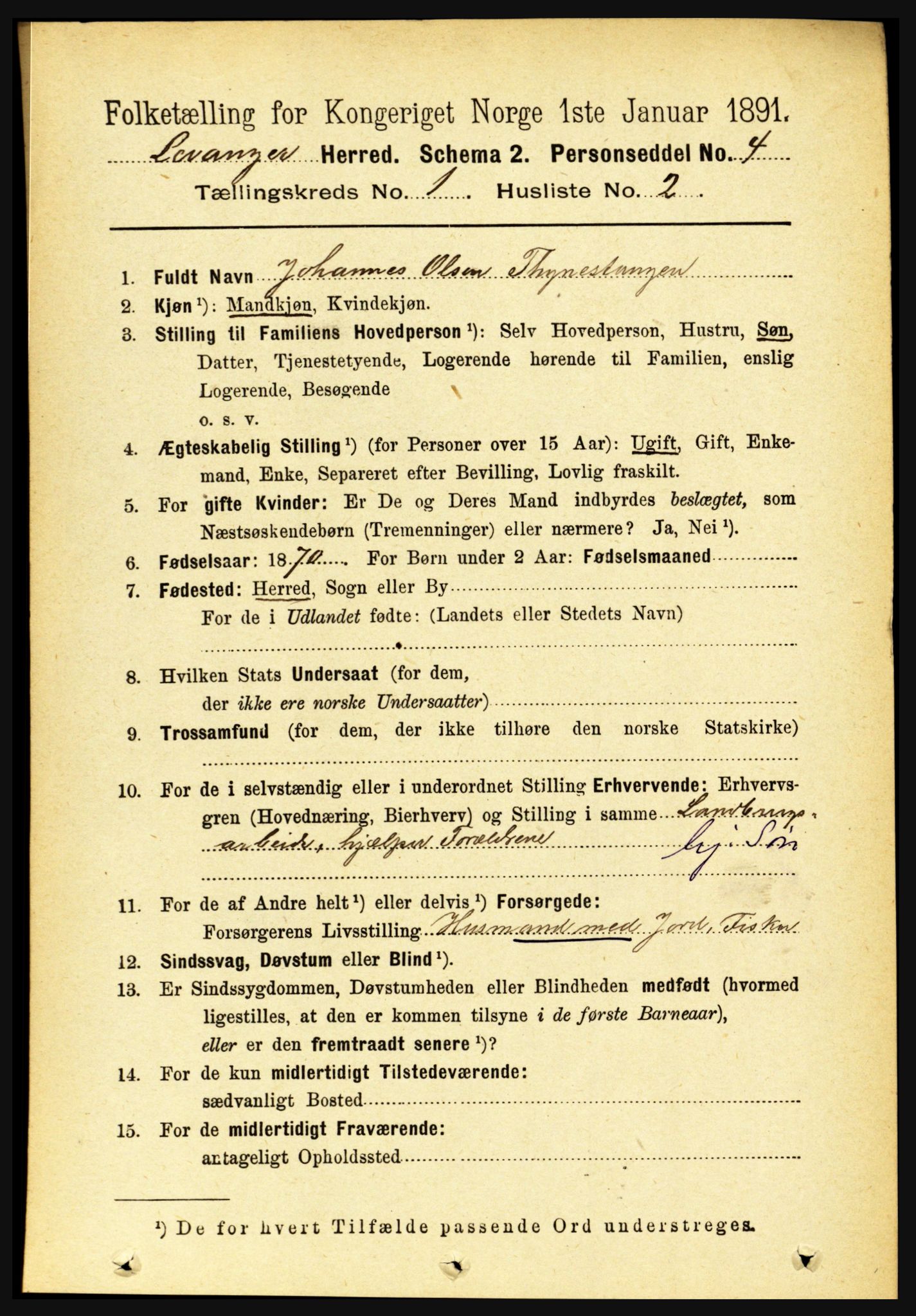 RA, 1891 census for 1720 Levanger, 1891, p. 143