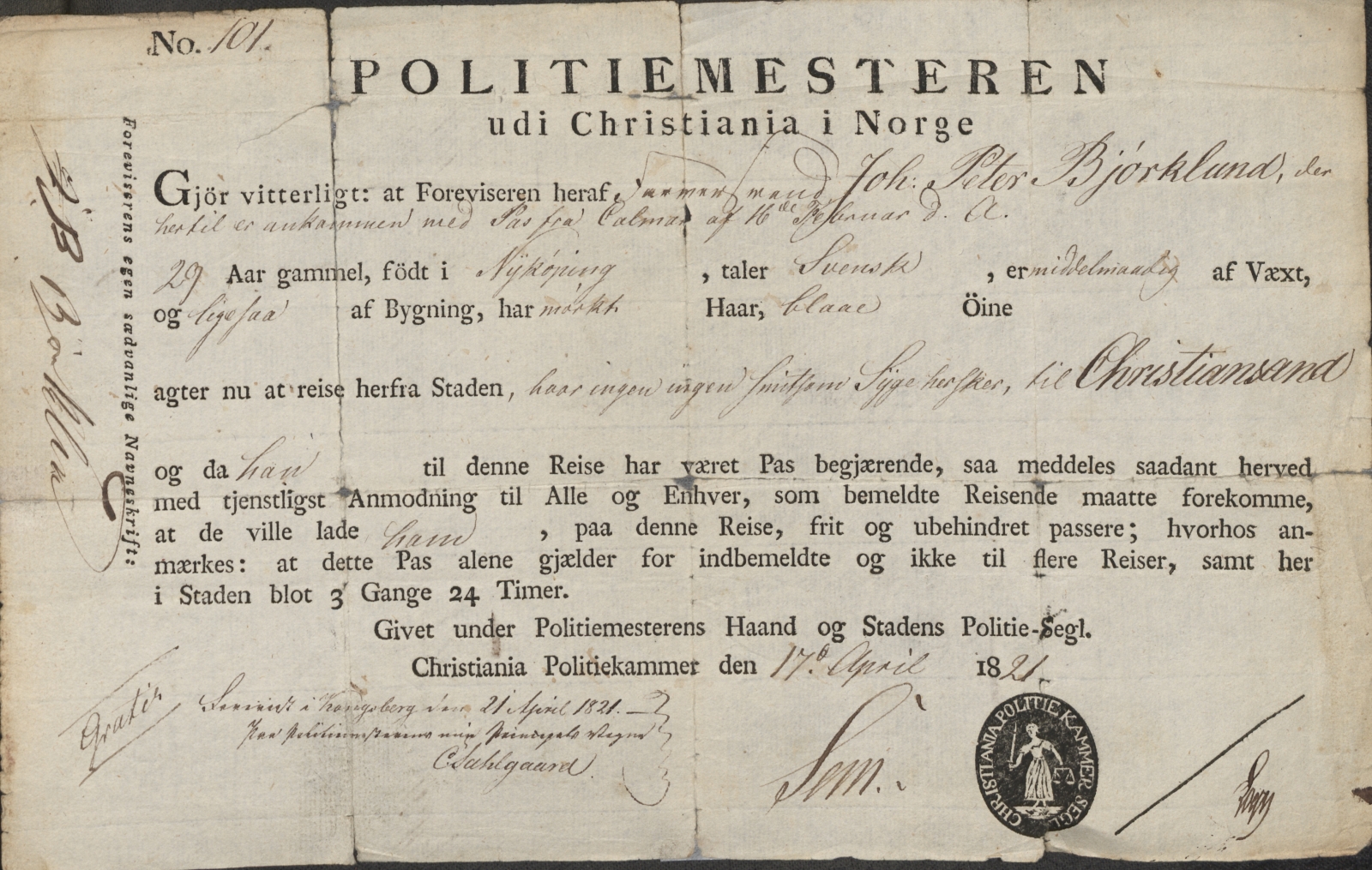 Bergen politikammer / politidistrikt, AV/SAB-A-60401/L.b, 1816-1822, p. 292