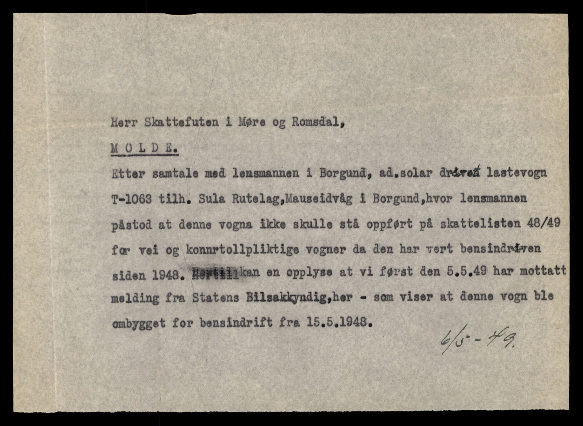 Møre og Romsdal vegkontor - Ålesund trafikkstasjon, SAT/A-4099/F/Fe/L0010: Registreringskort for kjøretøy T 1050 - T 1169, 1927-1998, p. 392