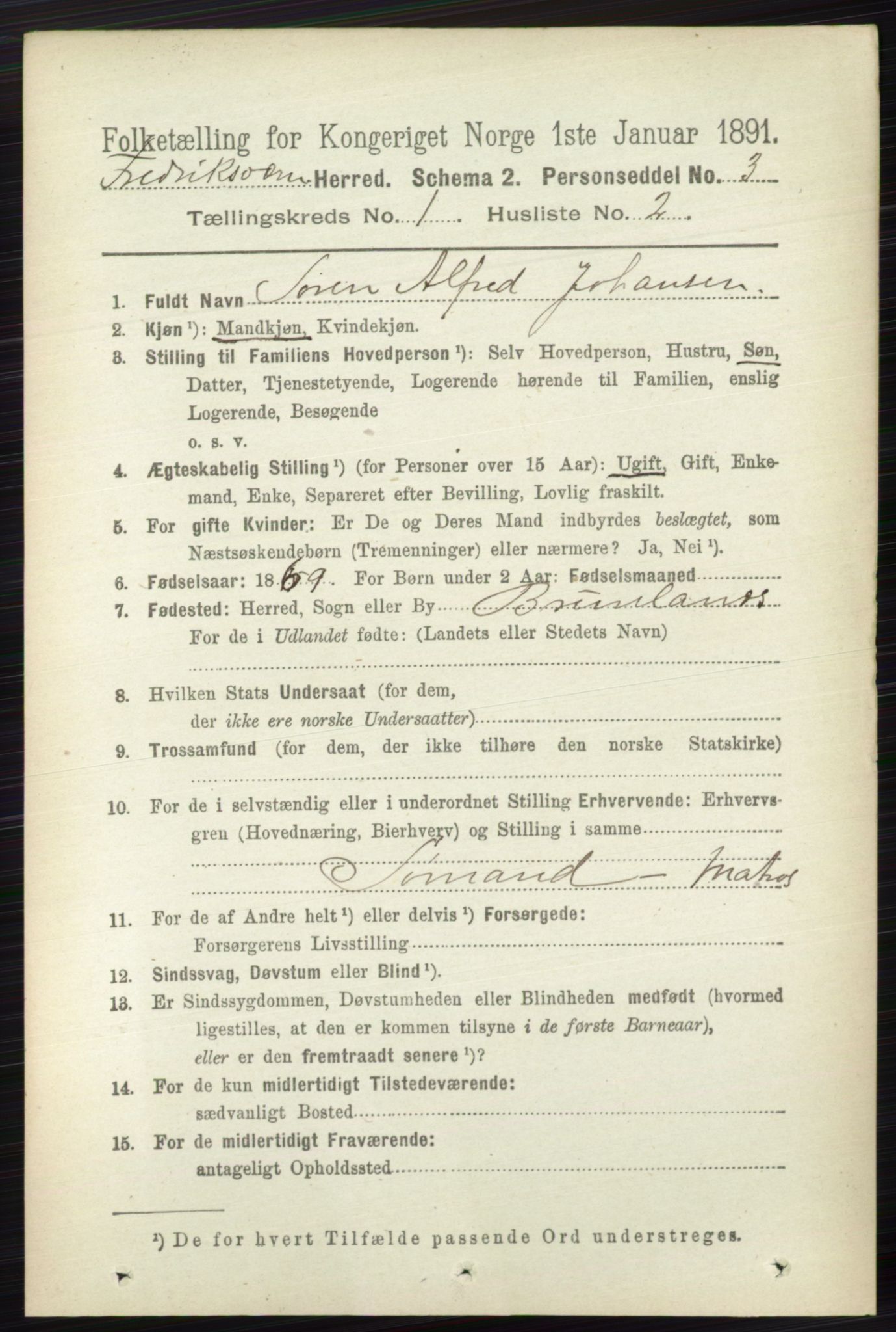 RA, 1891 census for 0798 Fredriksvern, 1891, p. 50