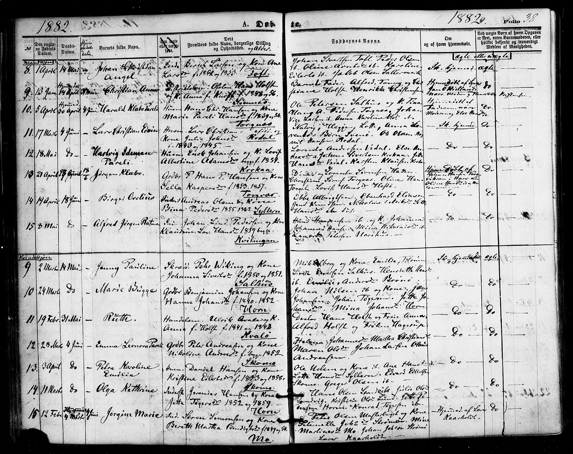 Ministerialprotokoller, klokkerbøker og fødselsregistre - Nordland, SAT/A-1459/813/L0199: Parish register (official) no. 813A09, 1875-1885, p. 38