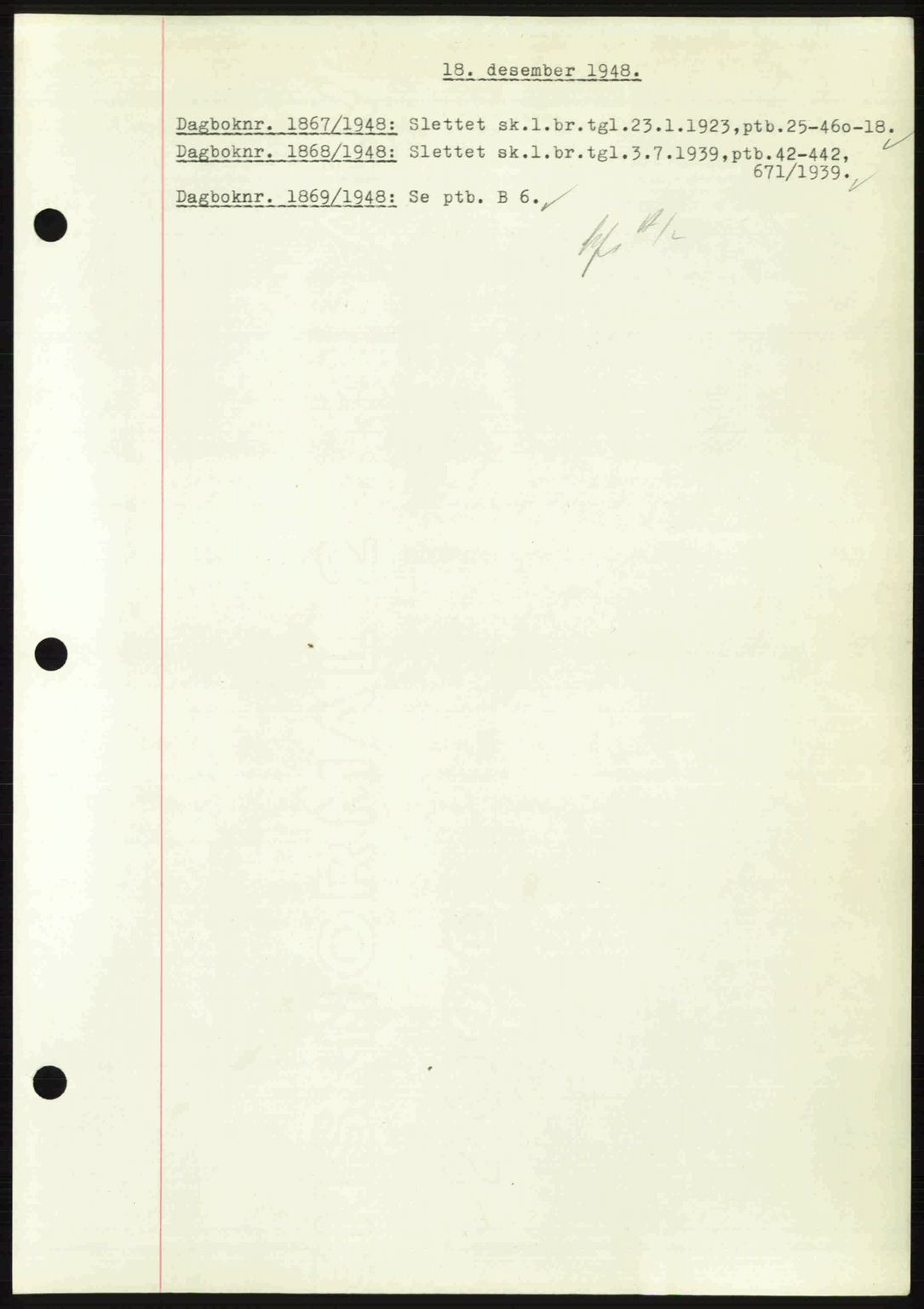 Nedenes sorenskriveri, SAK/1221-0006/G/Gb/Gba/L0060: Mortgage book no. A12, 1948-1949, Diary no: : 1867/1948