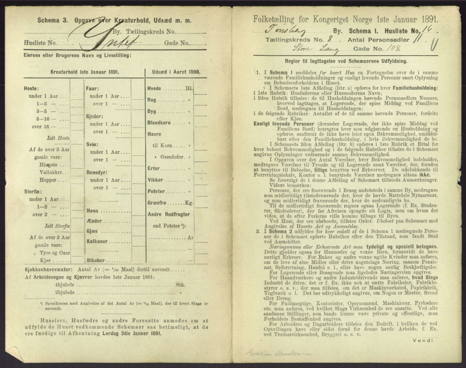 RA, 1891 census for 0705 Tønsberg, 1891, p. 358