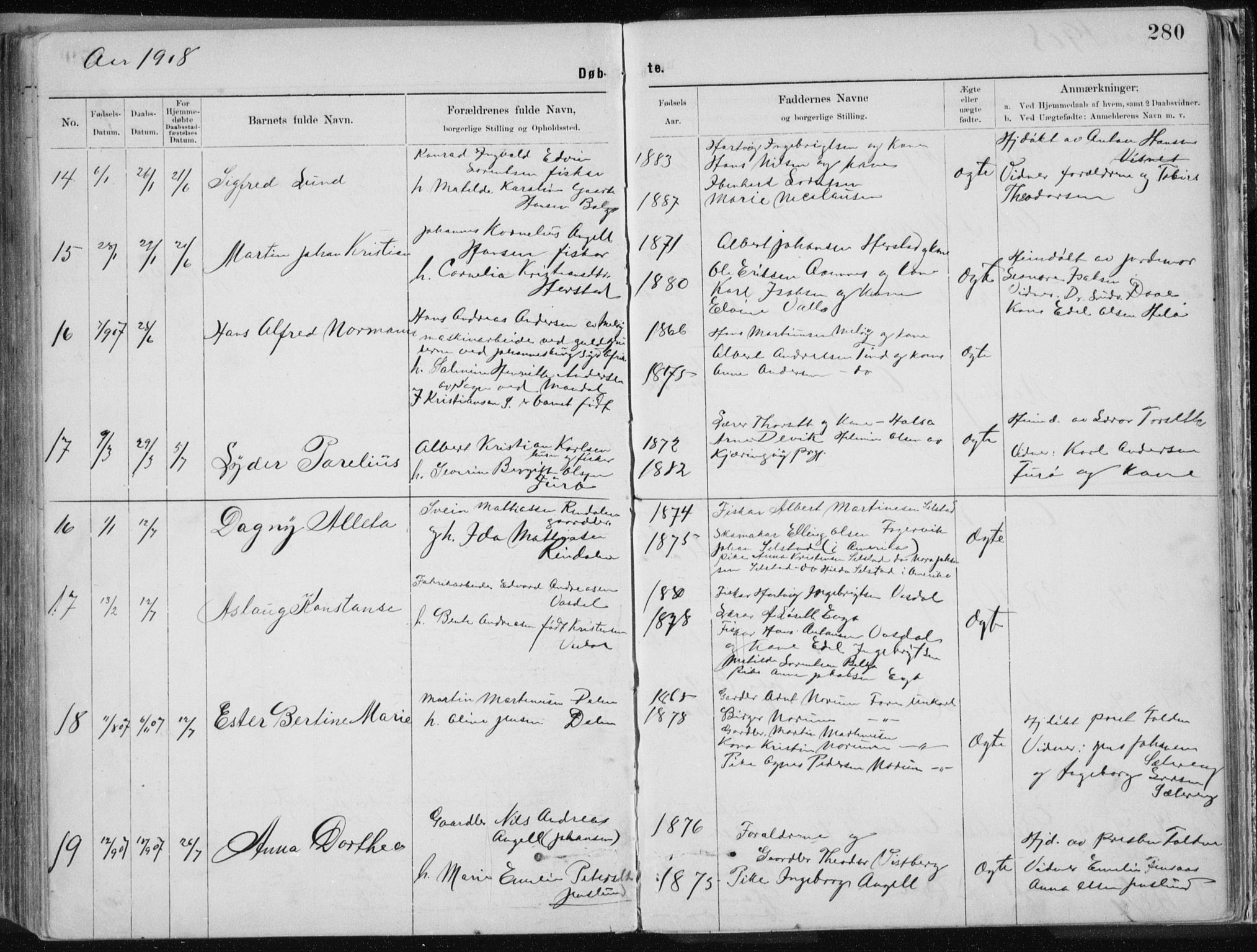 Ministerialprotokoller, klokkerbøker og fødselsregistre - Nordland, AV/SAT-A-1459/843/L0636: Parish register (copy) no. 843C05, 1884-1909, p. 280