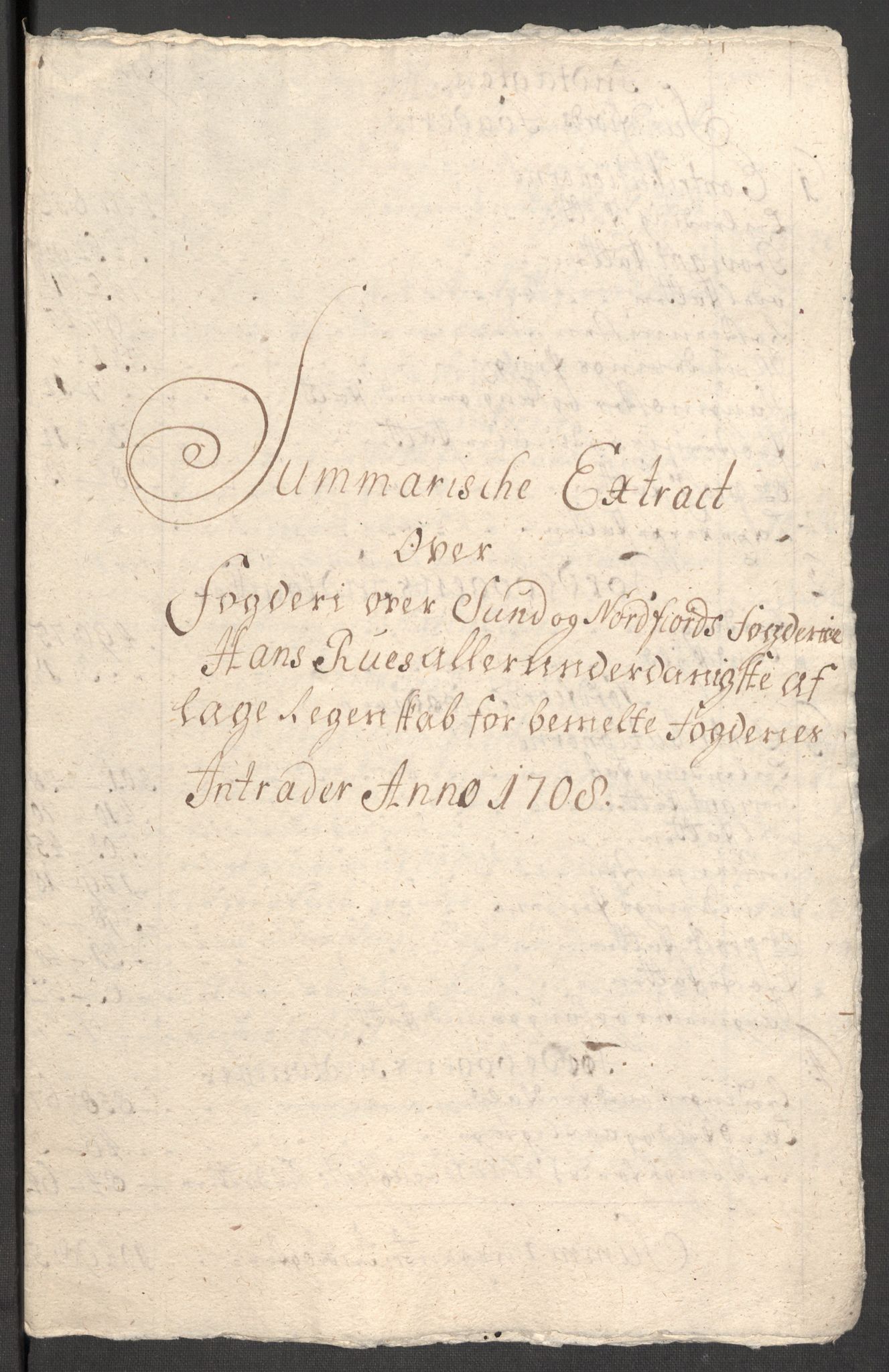 Rentekammeret inntil 1814, Reviderte regnskaper, Fogderegnskap, AV/RA-EA-4092/R53/L3431: Fogderegnskap Sunn- og Nordfjord, 1708, p. 27