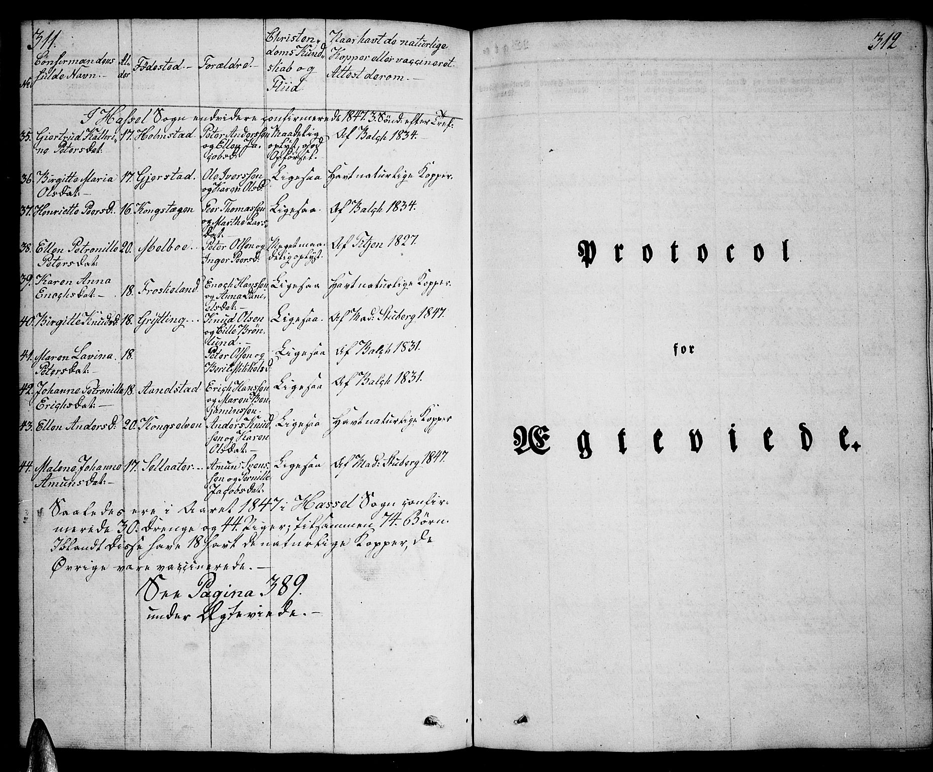 Ministerialprotokoller, klokkerbøker og fødselsregistre - Nordland, AV/SAT-A-1459/888/L1239: Parish register (official) no. 888A06 /1, 1837-1849, p. 311-312