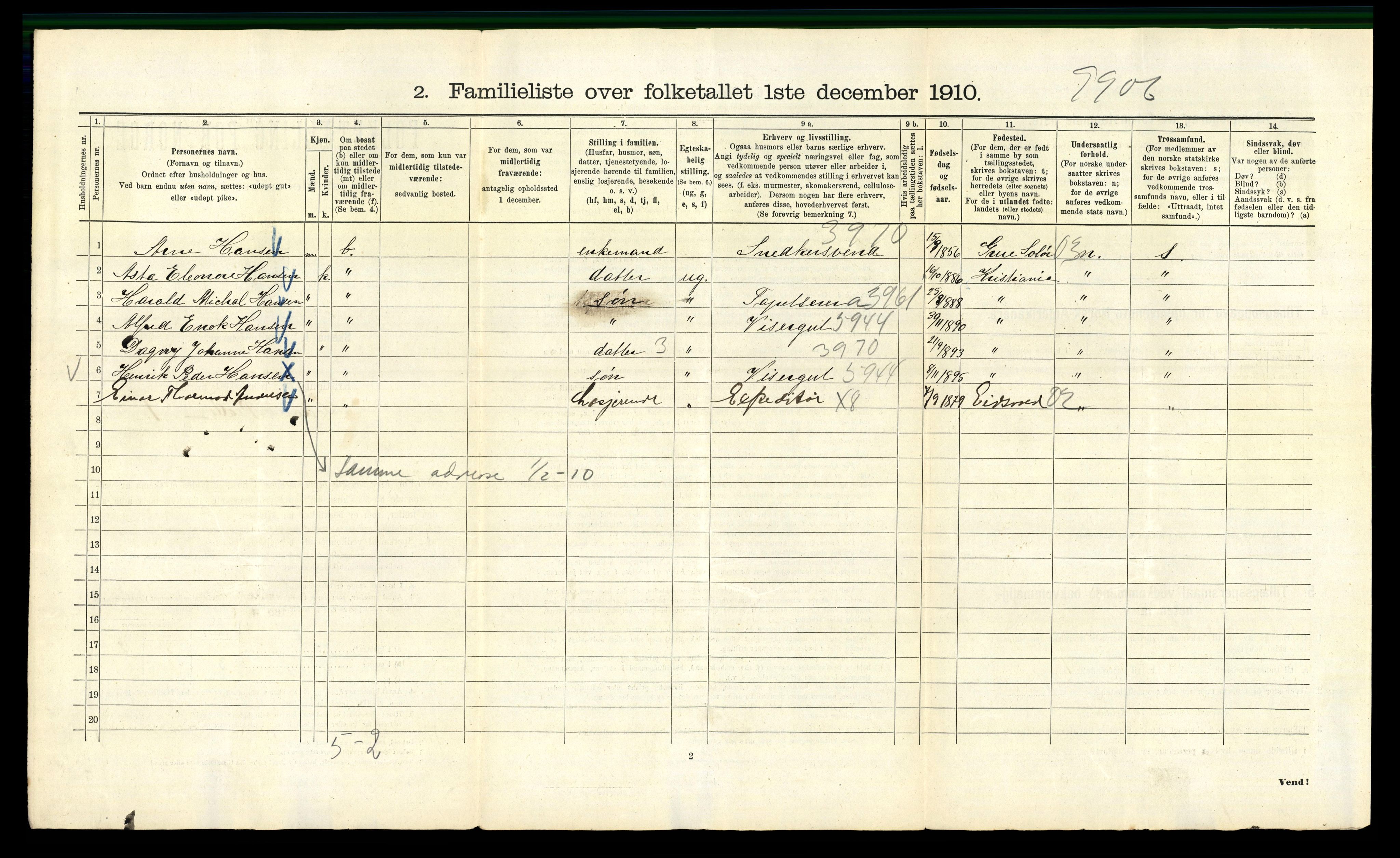 RA, 1910 census for Kristiania, 1910, p. 86206