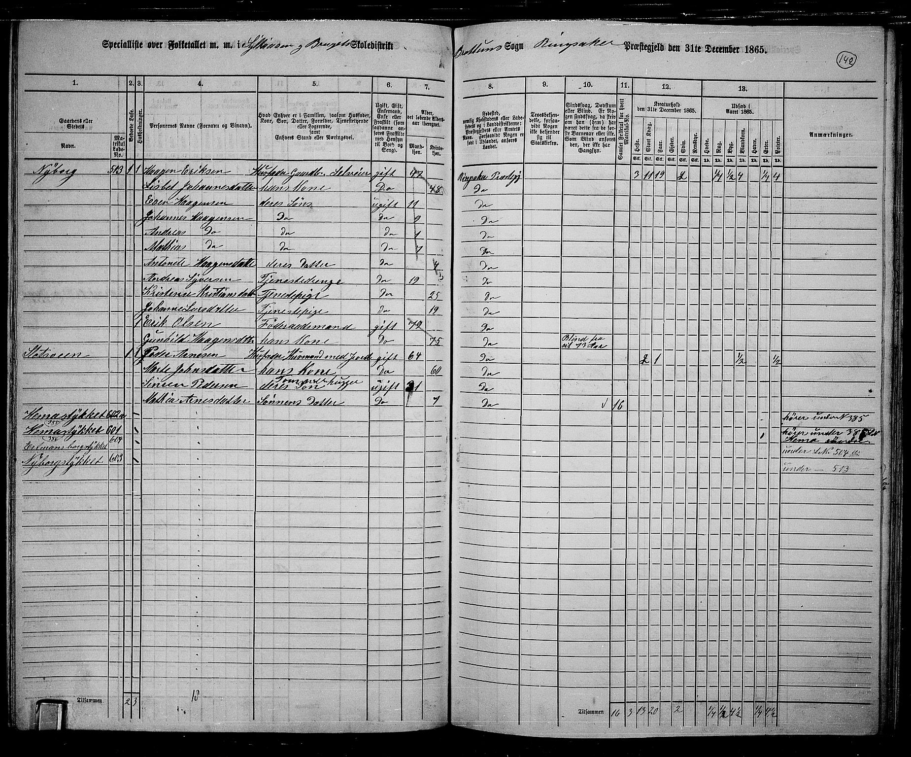 RA, 1865 census for Ringsaker, 1865, p. 385