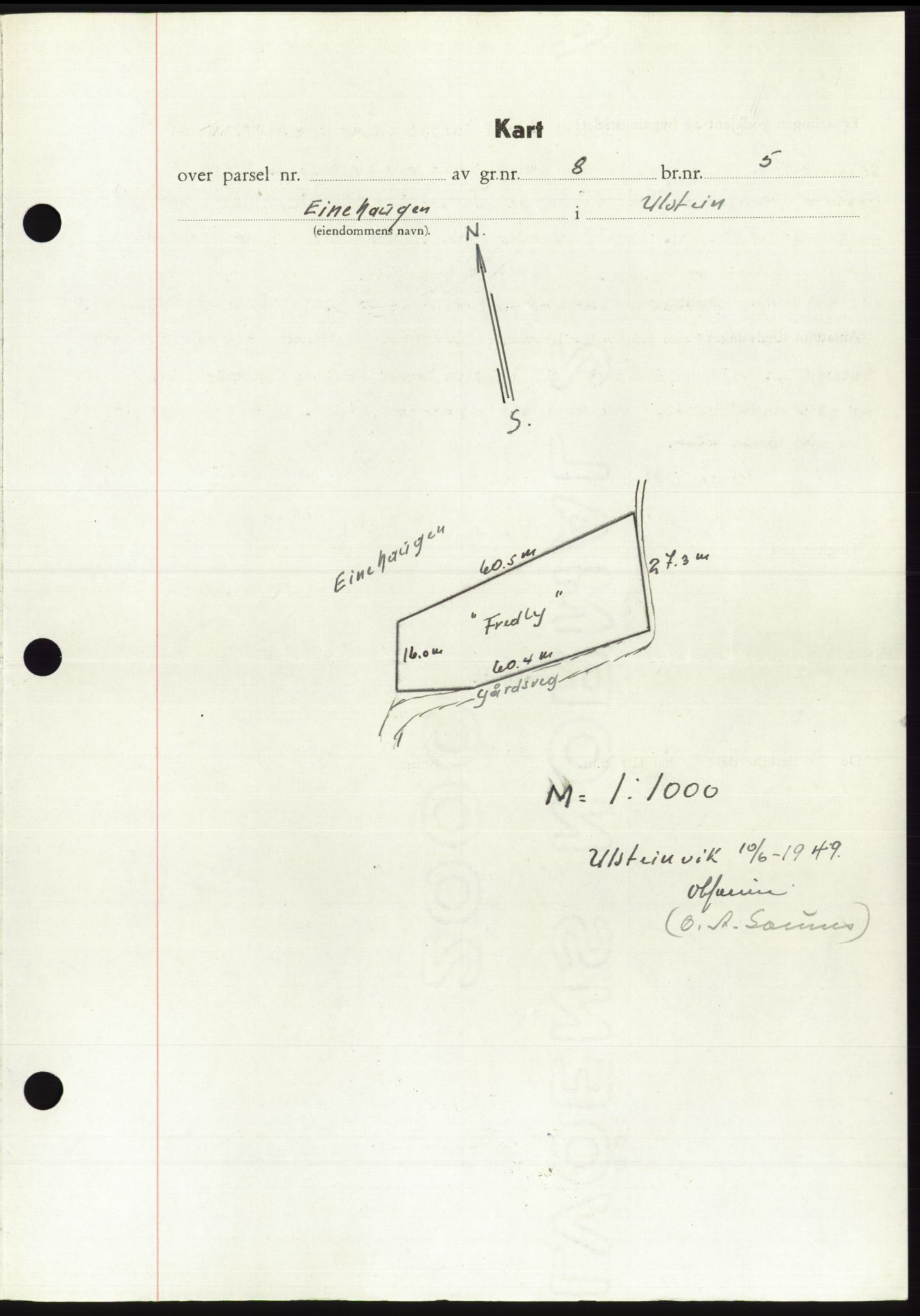 Søre Sunnmøre sorenskriveri, AV/SAT-A-4122/1/2/2C/L0084: Mortgage book no. 10A, 1949-1949, Diary no: : 944/1949