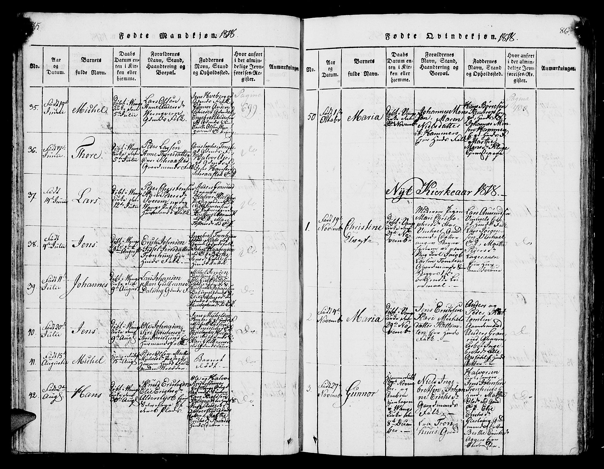 Vang prestekontor, Hedmark, SAH/PREST-008/H/Ha/Hab/L0004: Parish register (copy) no. 4, 1813-1827, p. 85-86