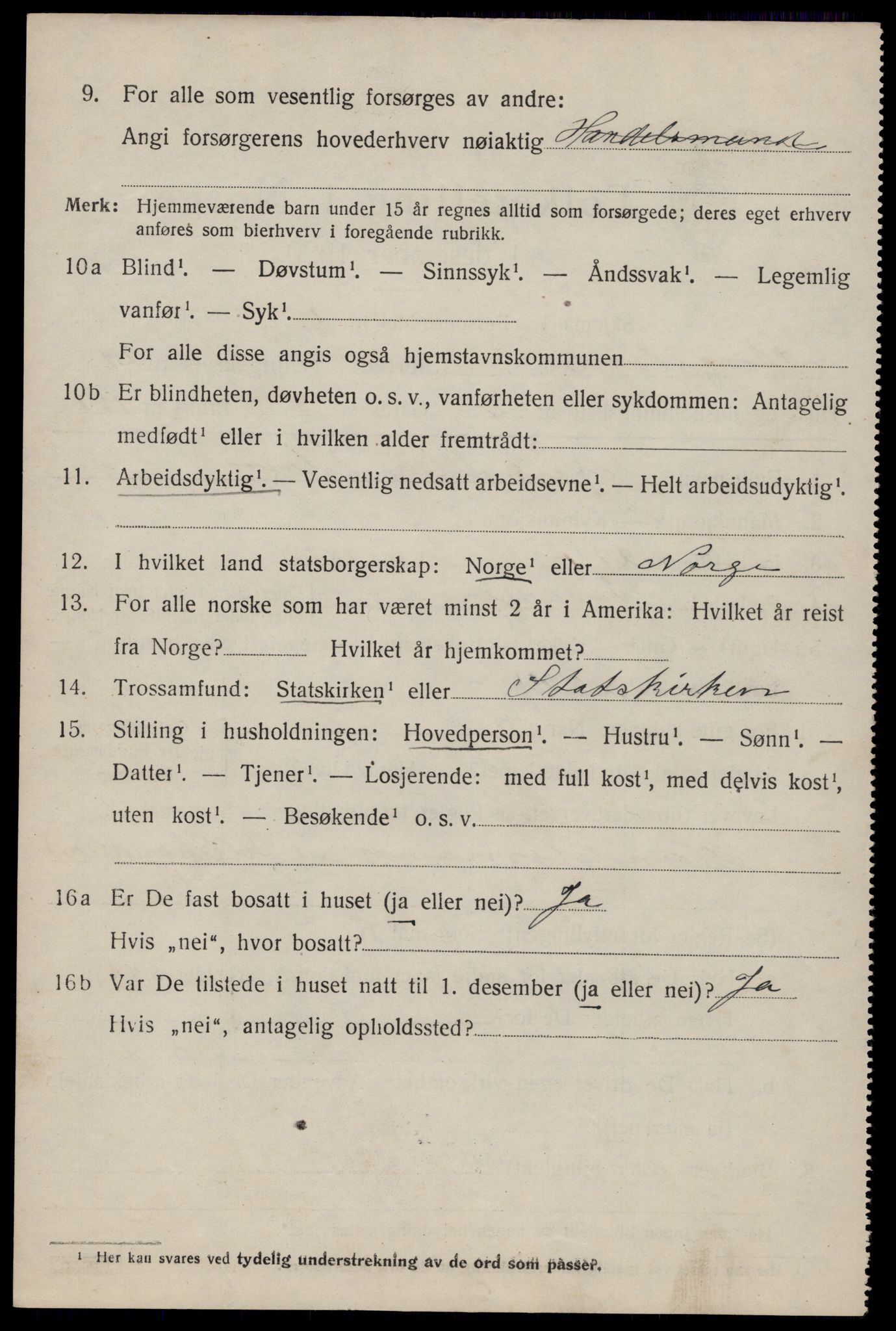 SAST, 1920 census for Stangaland, 1920, p. 1210